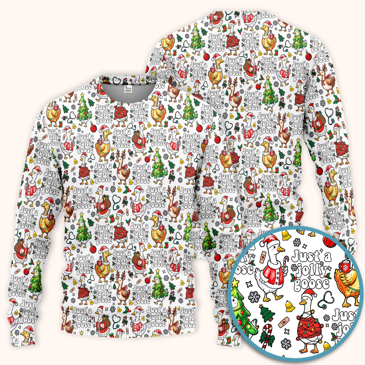 Just a Jolly Goose Funny Christmas Scrub Set - Holiday Medical Uniform for Nurse - Santa Goose Pants and Top