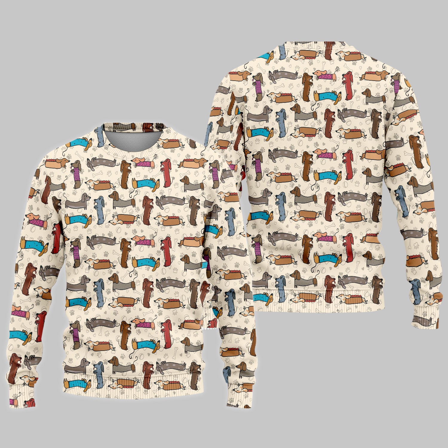 Cute Dachshund Women's Scrub Sets - Funny Sausage Dog Pattern Med Uniform - Nursing Gift for RN LPN CNA