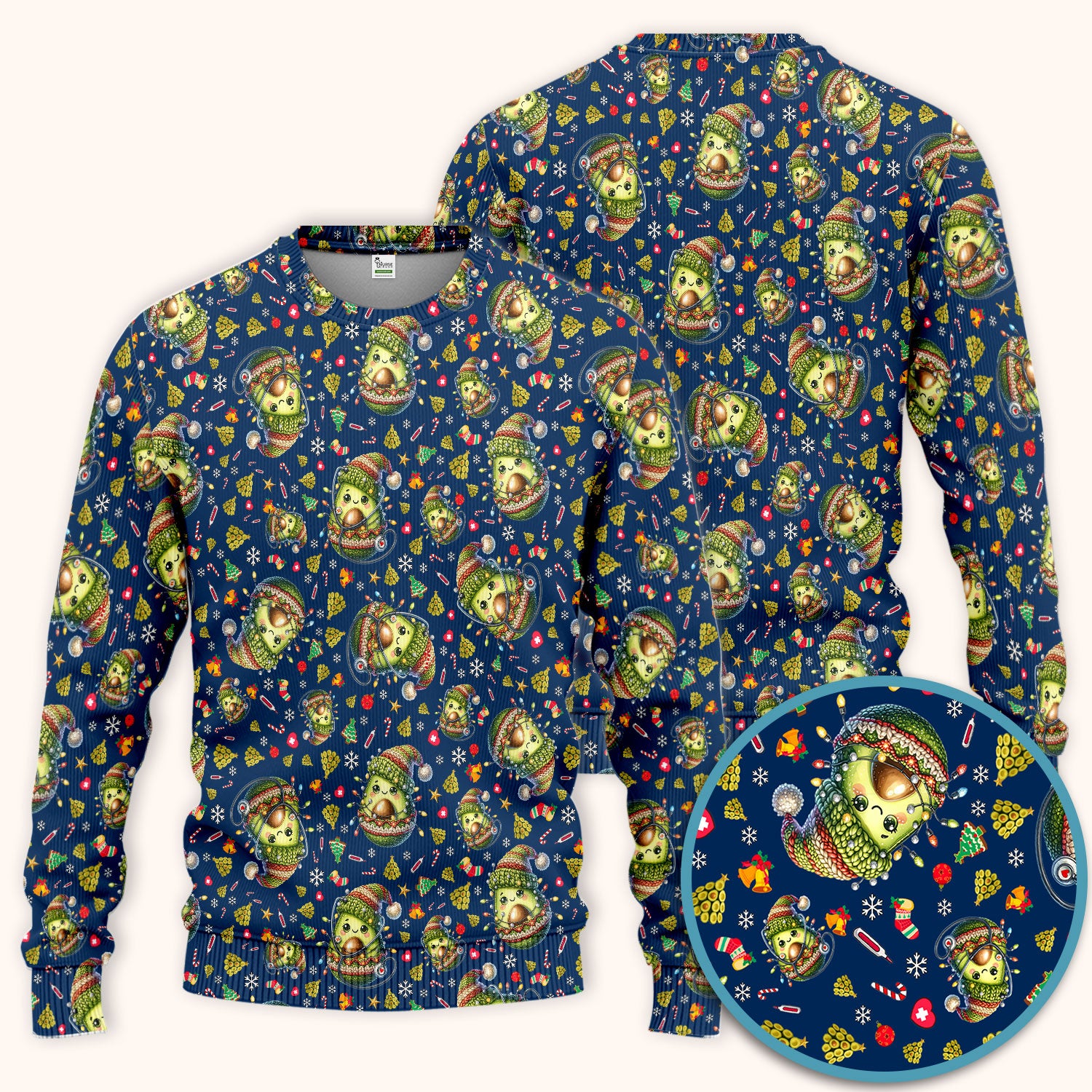 Avocado Scrub Set for Nurse - Funny Christmas Nursing Pants and V Neck Top - Cute Holiday Medical Uniform