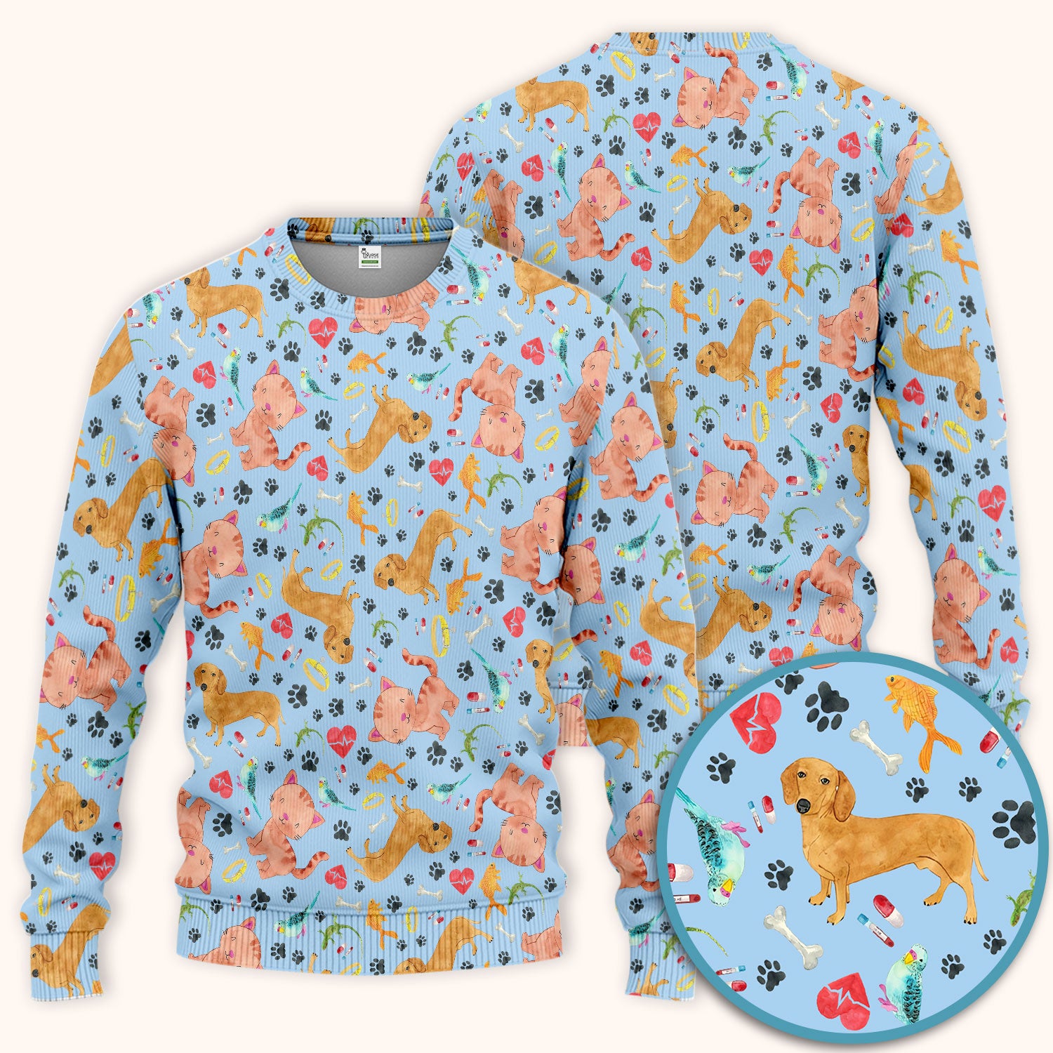 Cute Cat Dog Scrub Set - Animal Lover Medical Uniform - Funny Veterinary Nurse Gift for Women RN CNA LPN