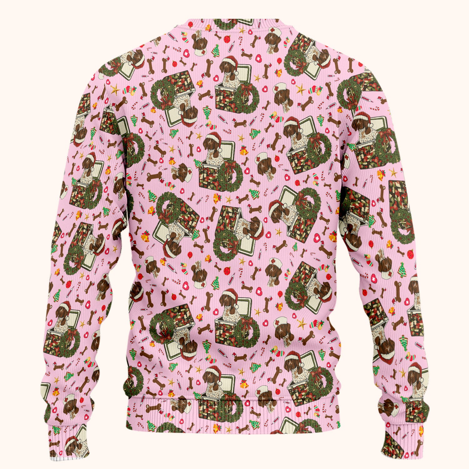 Christmas Dachshund Scrub Set - Cute Sausage Dog Nursing Pants and V Neck Top - Funny Holiday Medical Uniform