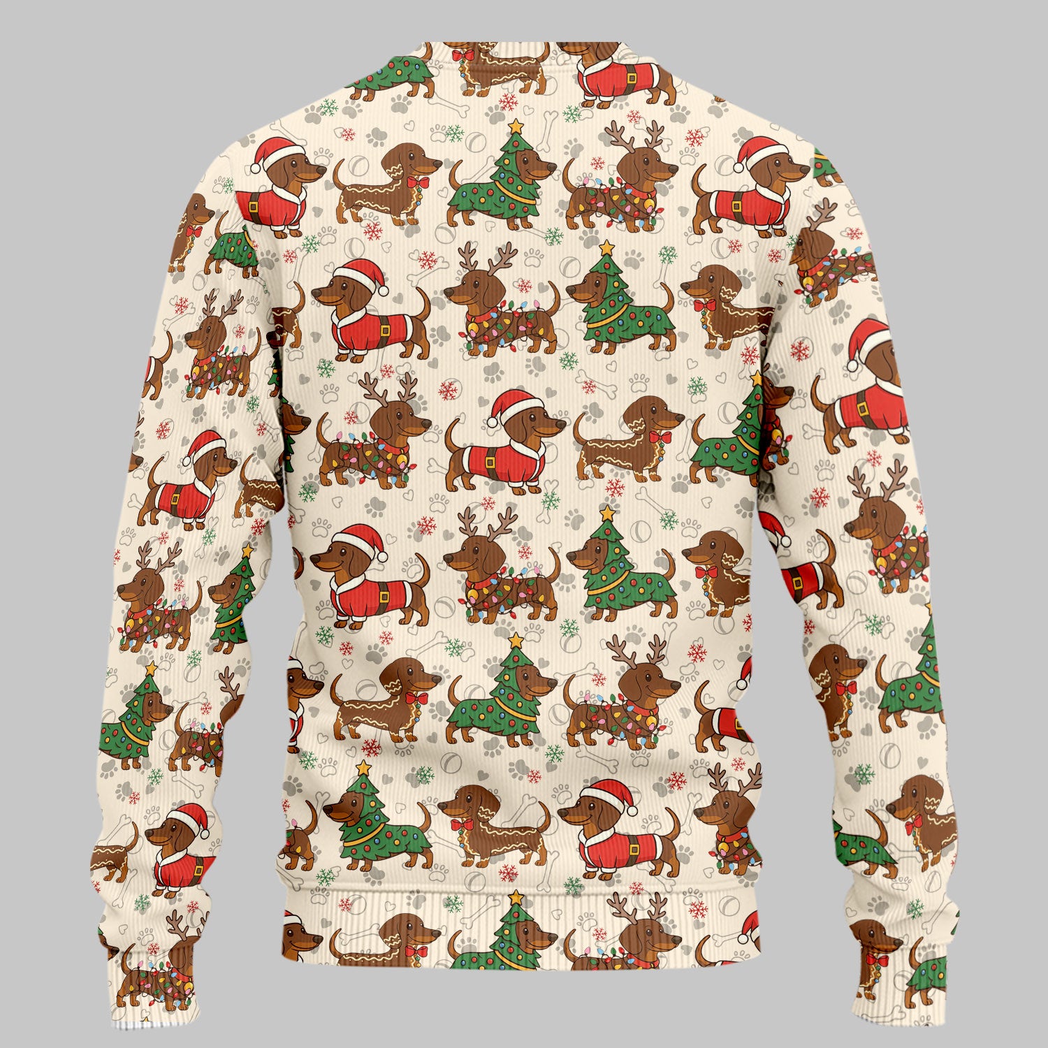 Christmas Weenie Dog Scrub Sets - Xmas Dachshund Scrub Pants - Cute Sausage Puppy V Neck Top - Breathable Med Uniform