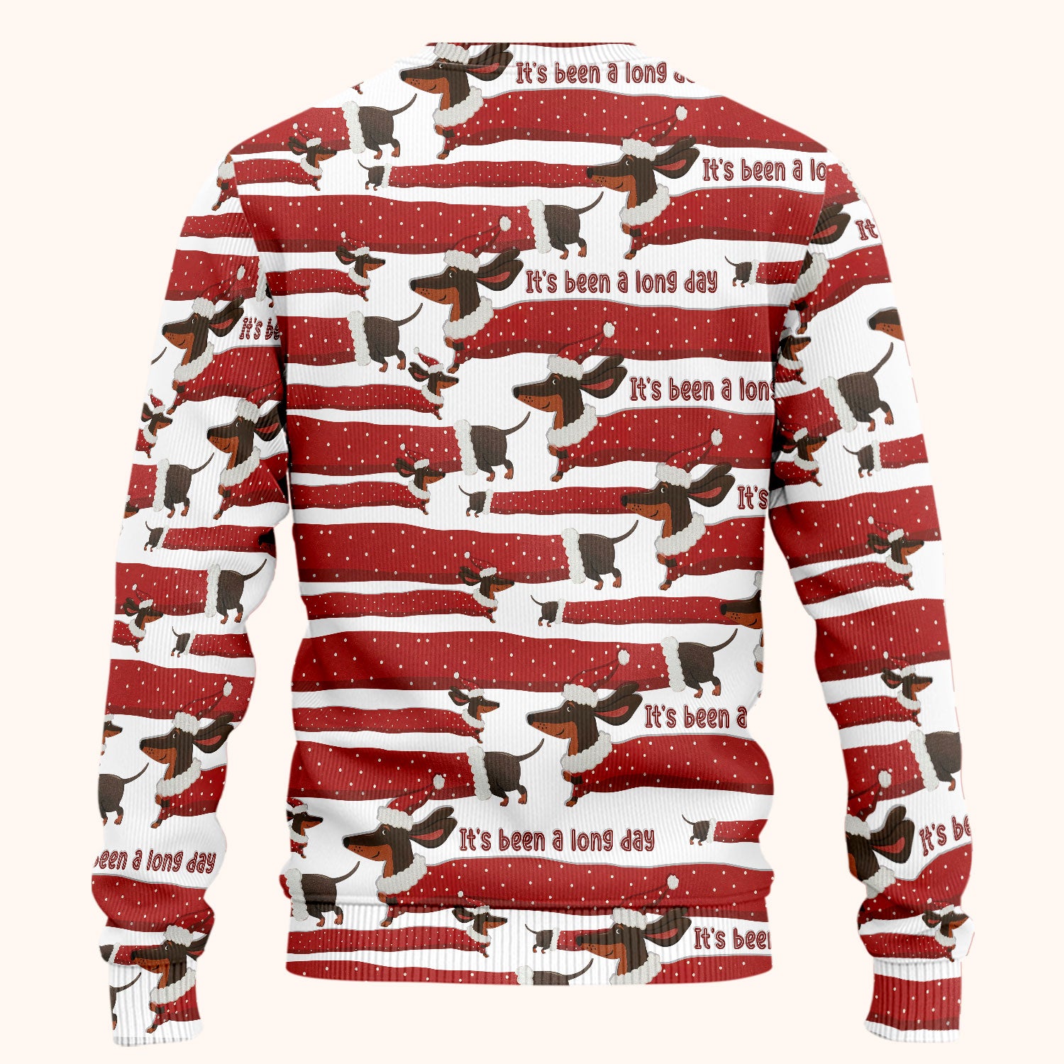 Funny Dachshund Christmas Scrub Set - It's Been a Long Day - Cute Wiener Dog Scrubs Pants and V Neck Top - Medical Uniform for Women