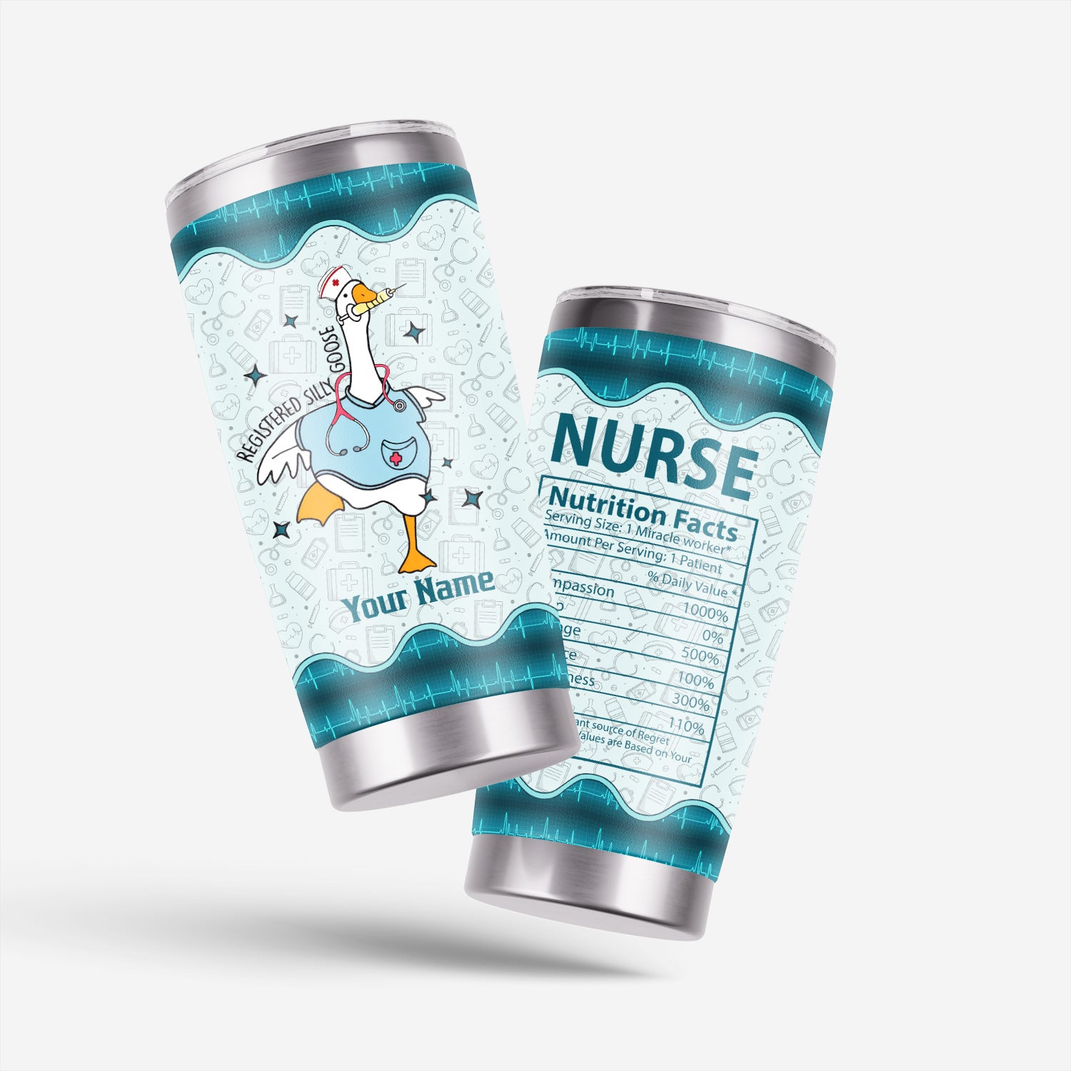 Personalized Silly Goose Nurse Tumbler - Registered Silly Goose Design - Fun Gift for Healthcare Workers, Nurses, and RN LPN
