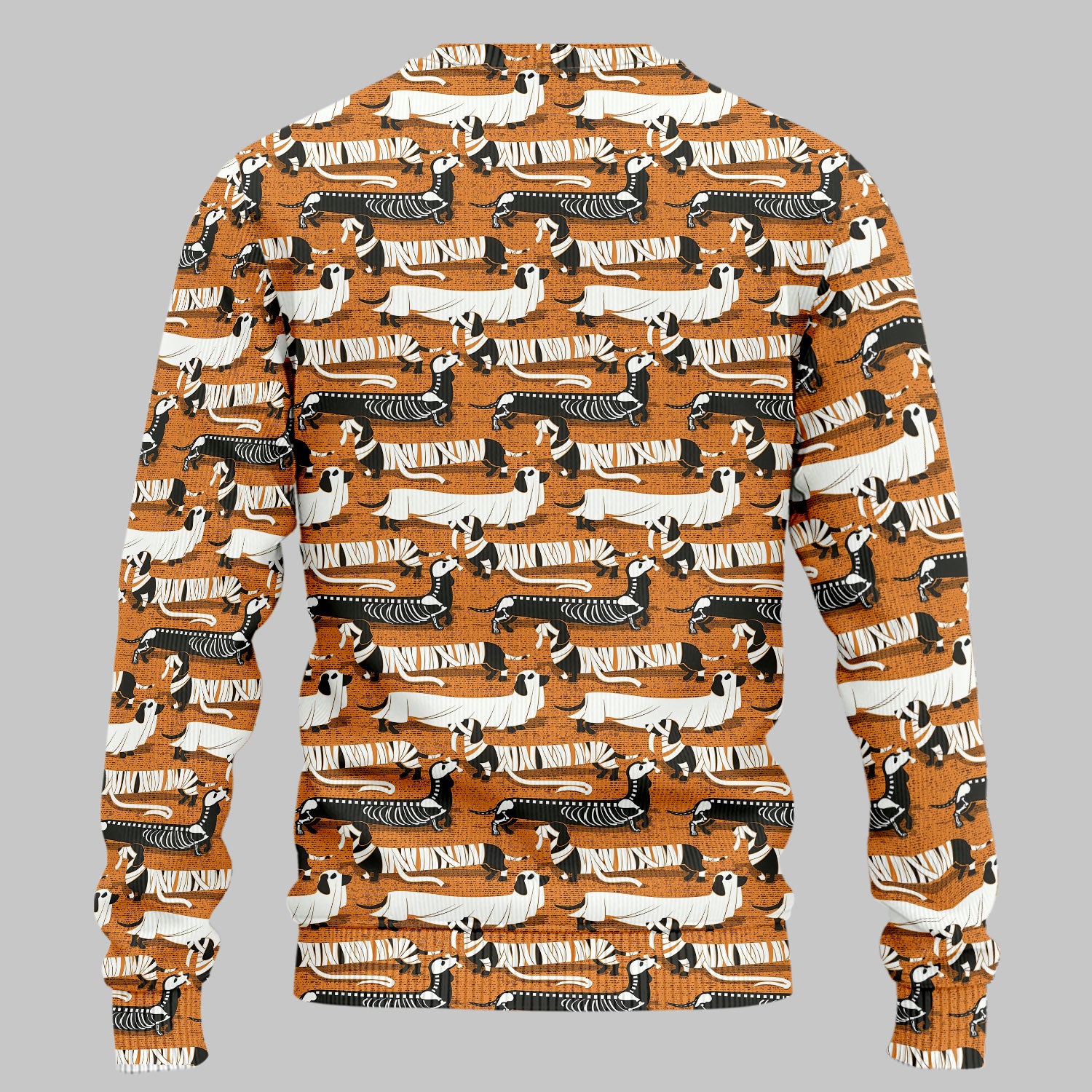Halloween Scrub Set for Women - Spooky Skeleton Med Uniform - Dachshund Nursing Pants - Ugly Sweater for Wiener Dog Lover