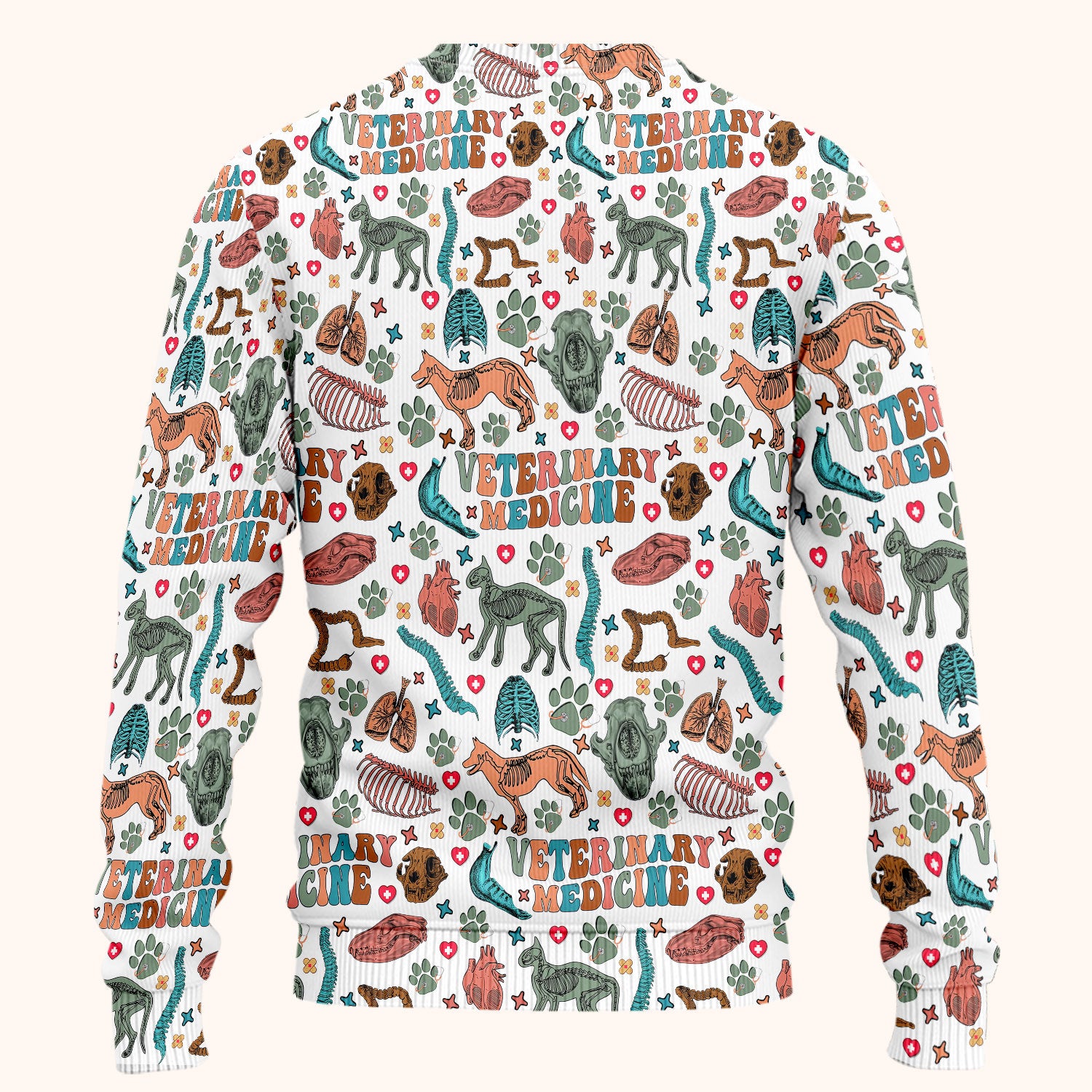 Veterinary Medicine Scrub Set - Cute Animal Anatomy Scrubs Pants and V Neck Top - Fun Vet Tech Nurse Uniform for Women