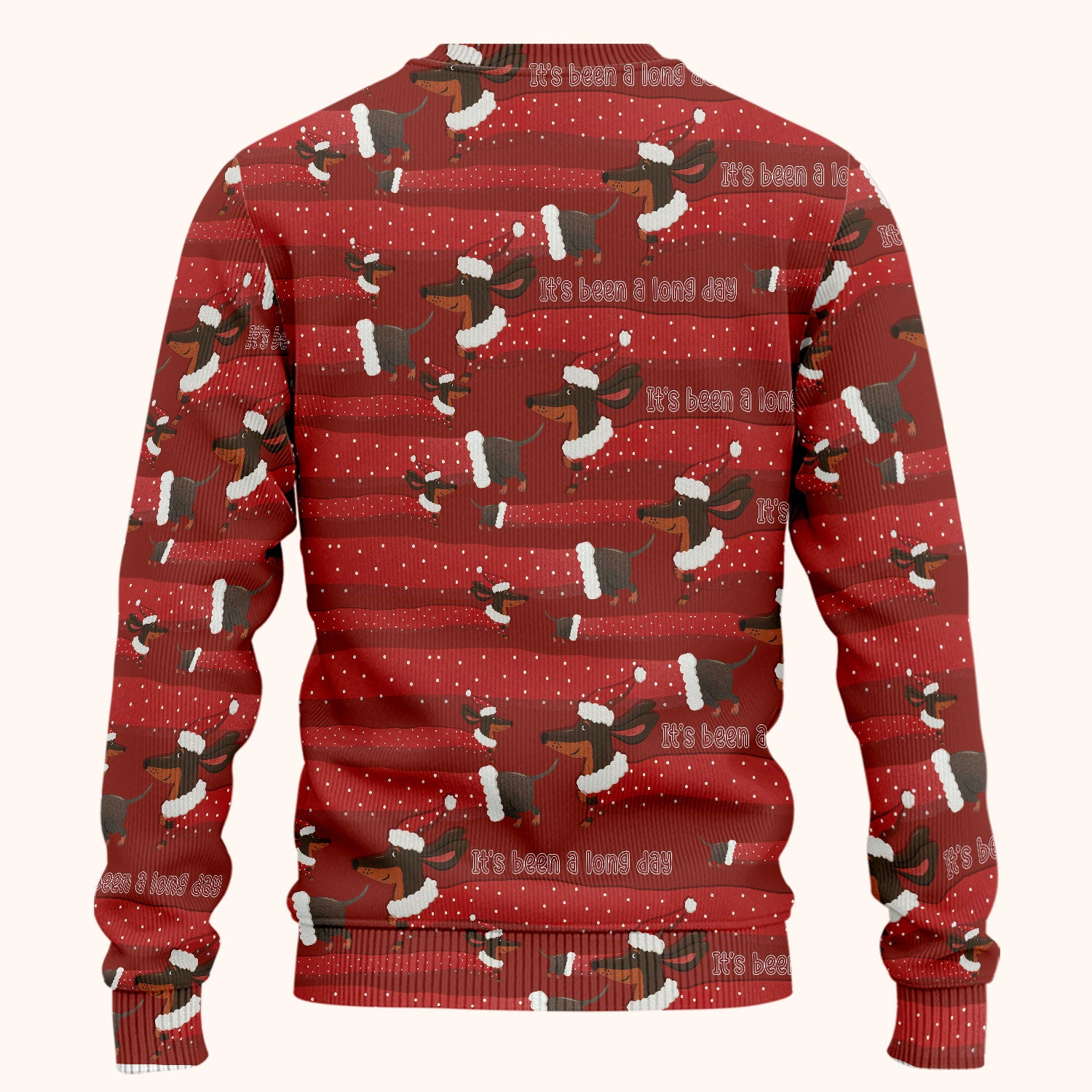 Funny Dachshund Christmas Scrub Set - It's Been a Long Day - Cute Wiener Dog Scrubs Pants and V Neck Top - Medical Uniform for Women