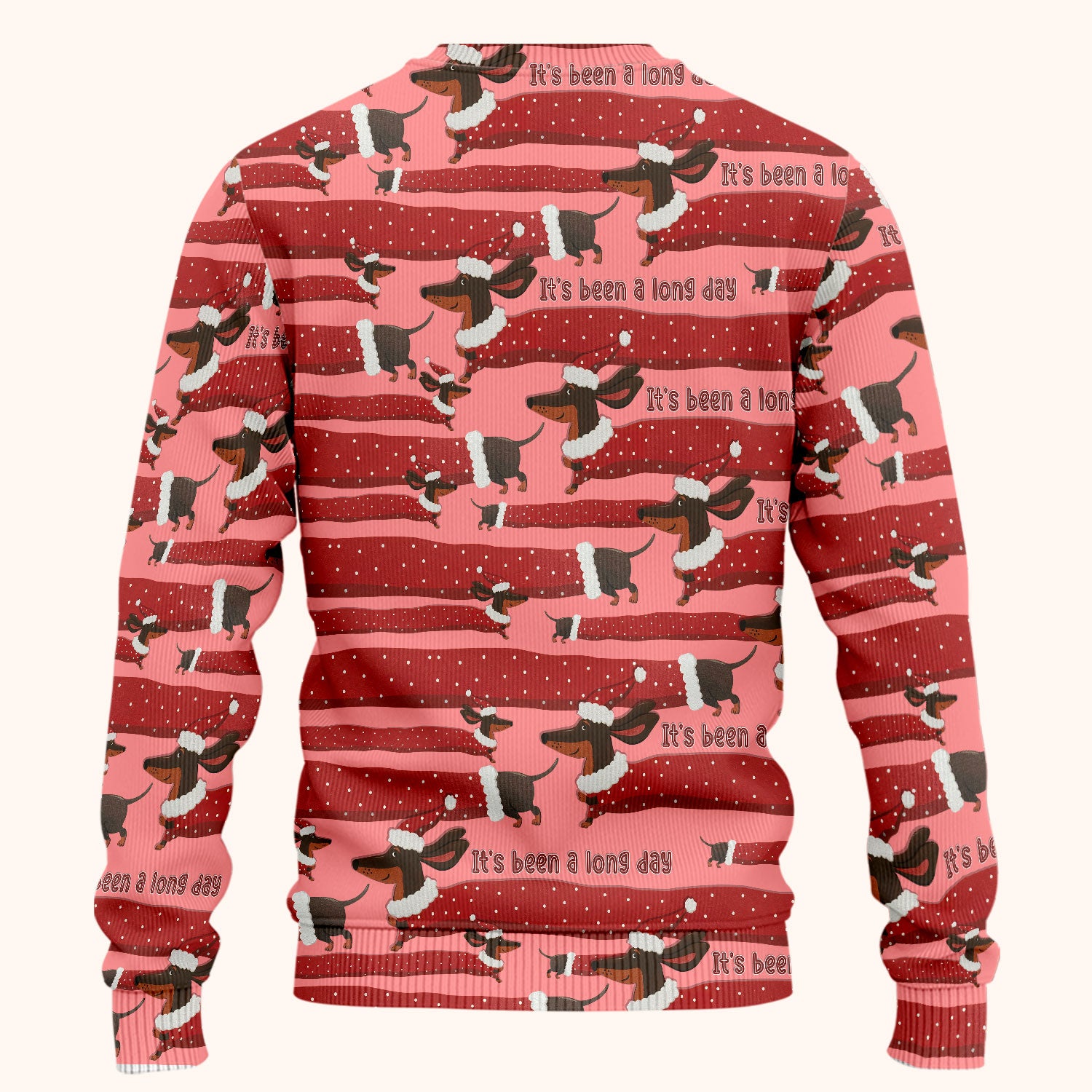 Funny Dachshund Christmas Scrub Set - It's Been a Long Day - Cute Wiener Dog Scrubs Pants and V Neck Top - Medical Uniform for Women