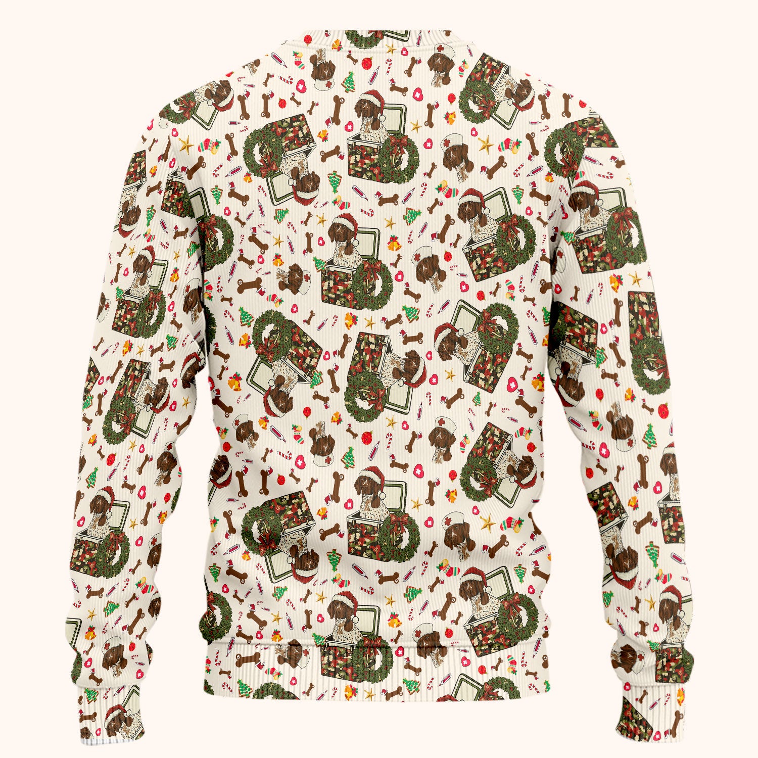 Christmas Dachshund Scrub Set - Cute Sausage Dog Nursing Pants and V Neck Top - Funny Holiday Medical Uniform