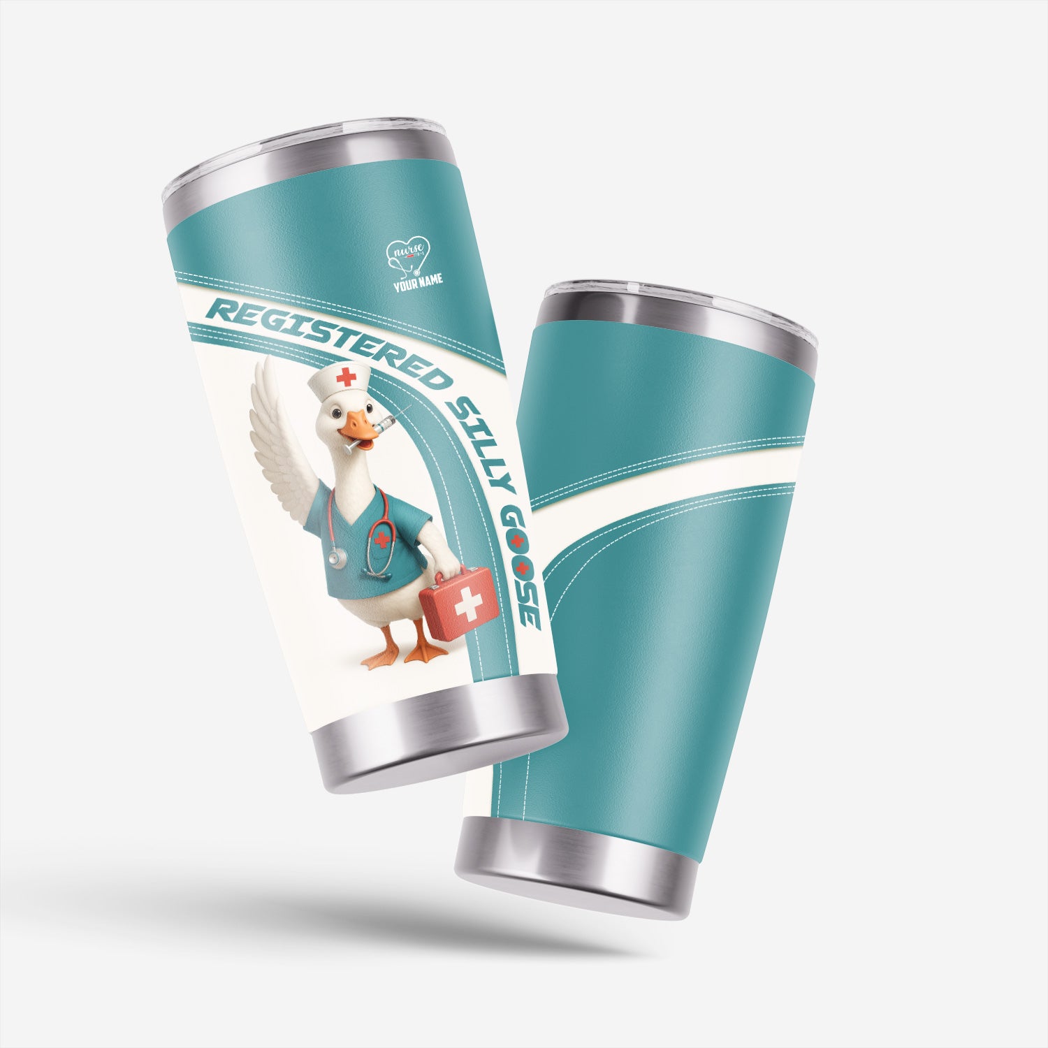 Personalized Registered Nurse Tumbler - Silly Goose Design for Nurse Gifts - Customizable Travel Mug for LPNs & Healthcare Workers