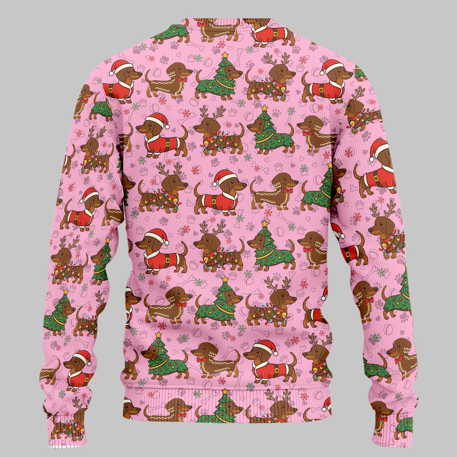 Christmas Weenie Dog Scrub Sets - Xmas Dachshund Scrub Pants - Cute Sausage Puppy V Neck Top - Breathable Med Uniform