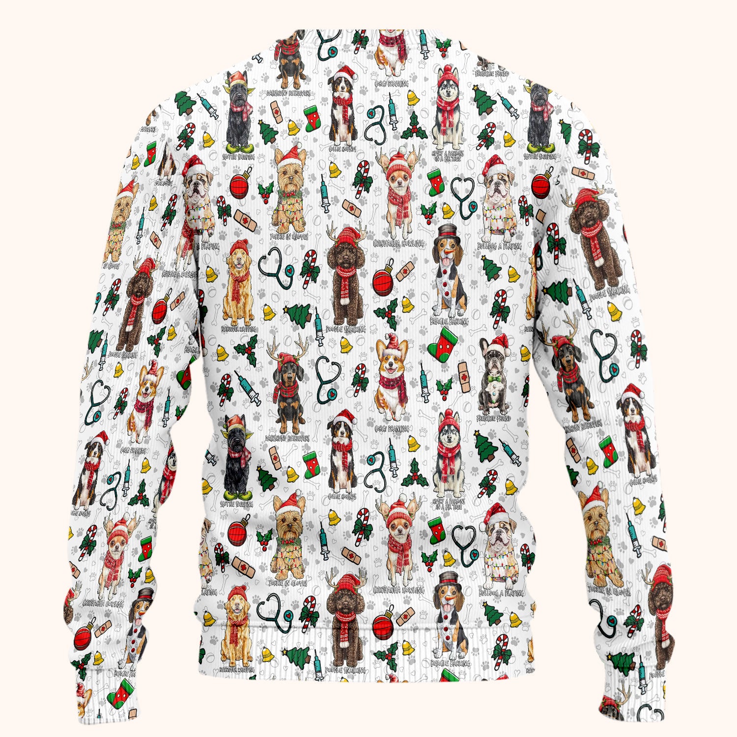 Cute Christmas Dog Scrubs Sets for Nurses - Corgi, Dachshund, Husky, Poodle & Labrador - Funny Holiday Medical Uniform for RN CNA LPN