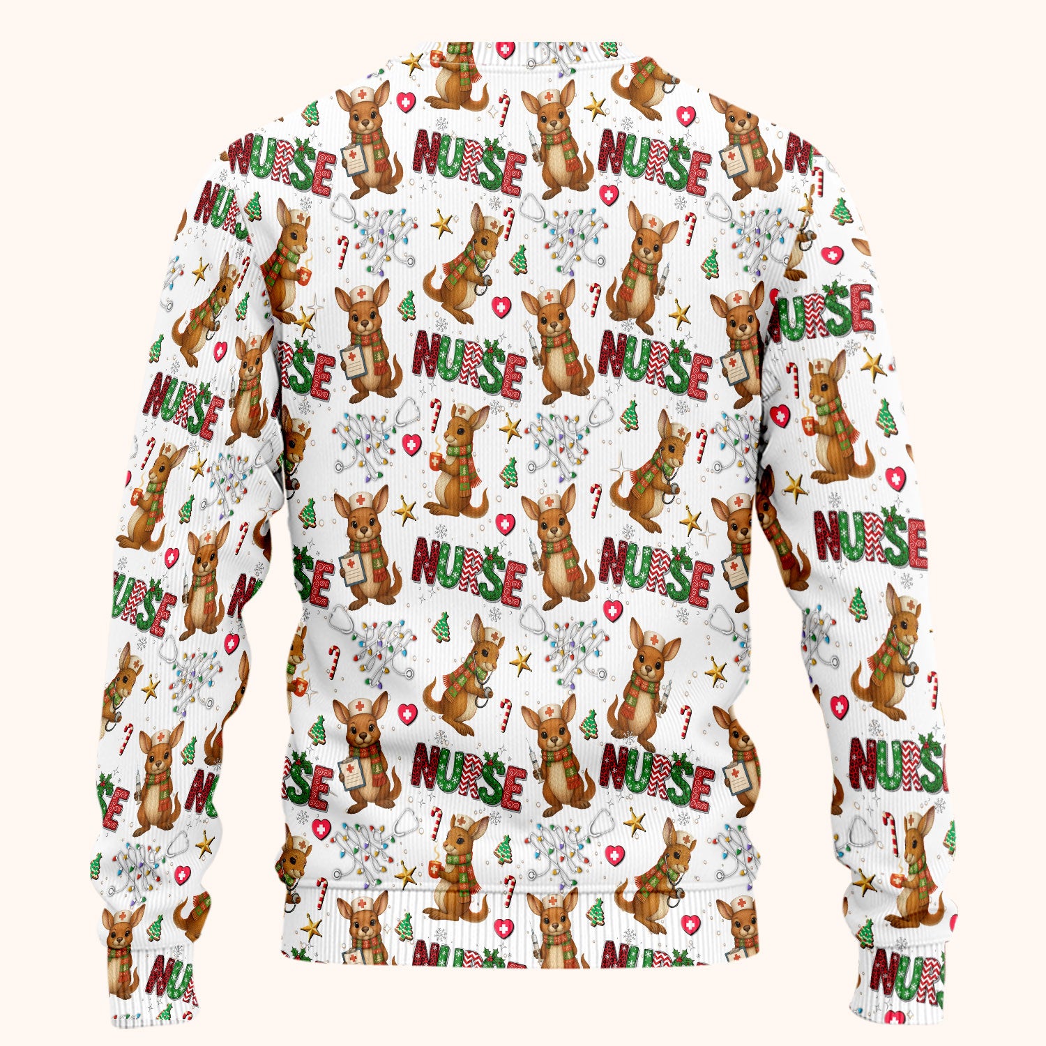 Aussie Kangaroo Christmas Scrub Set - Funny Holiday Nurse Shirt and Pants for Women - Cute Animal Medical Uniform