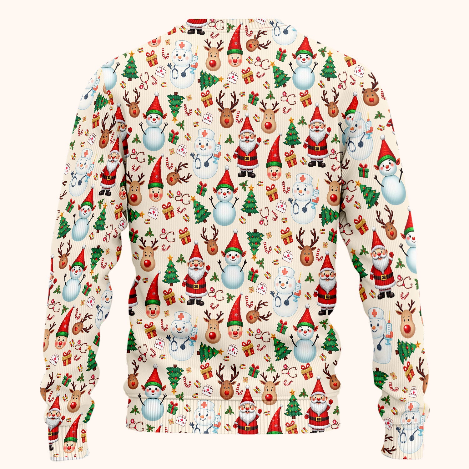Christmas Scrub Set for Nurses - Cute Snowman Reindeer Santa Pattern - Holiday Medical Uniform RN CNA LPN Gift