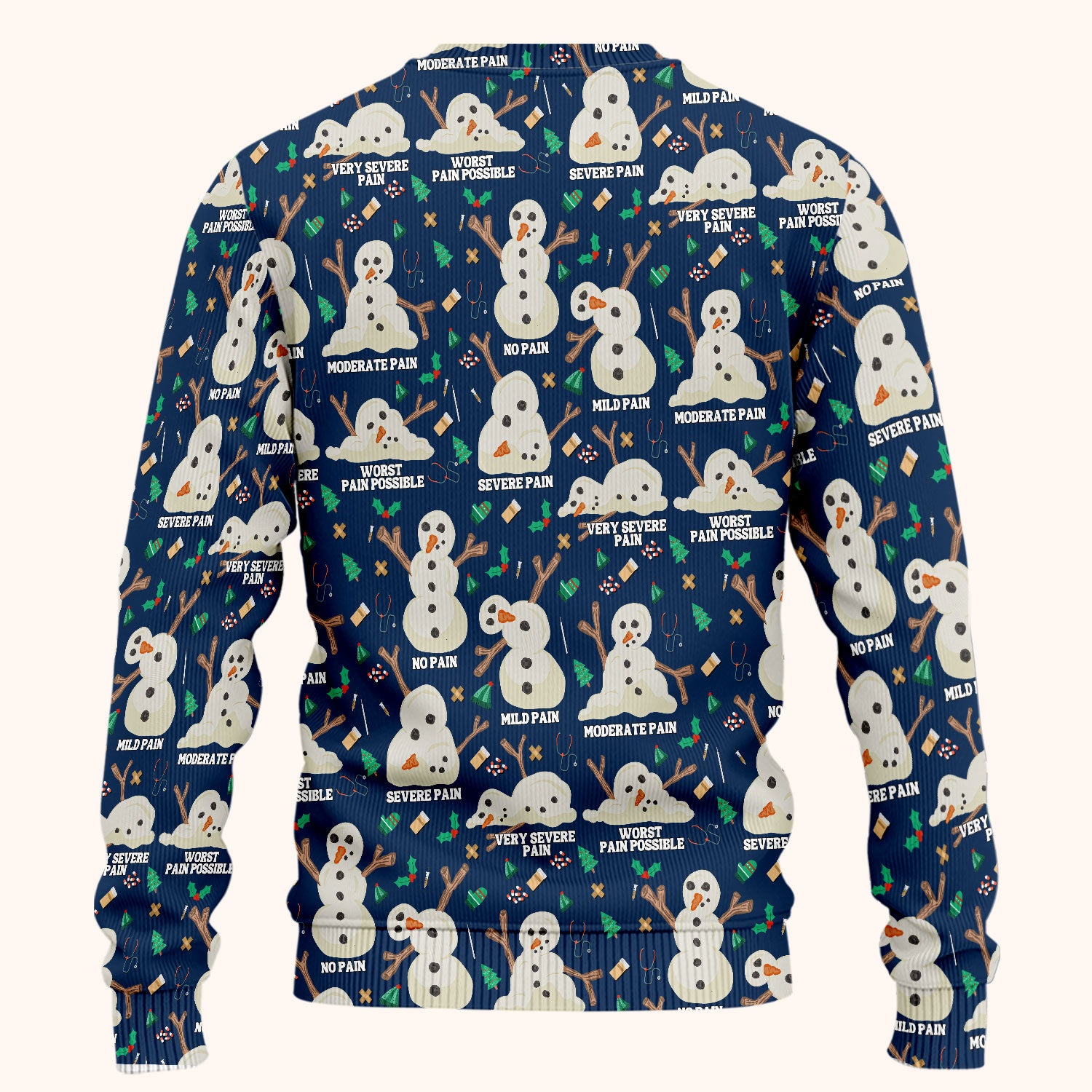 Funny Snowman Pain Scale Scrub Set for Nurse - Christmas Medical Pants and V Neck Top for Women RN LPN CNA