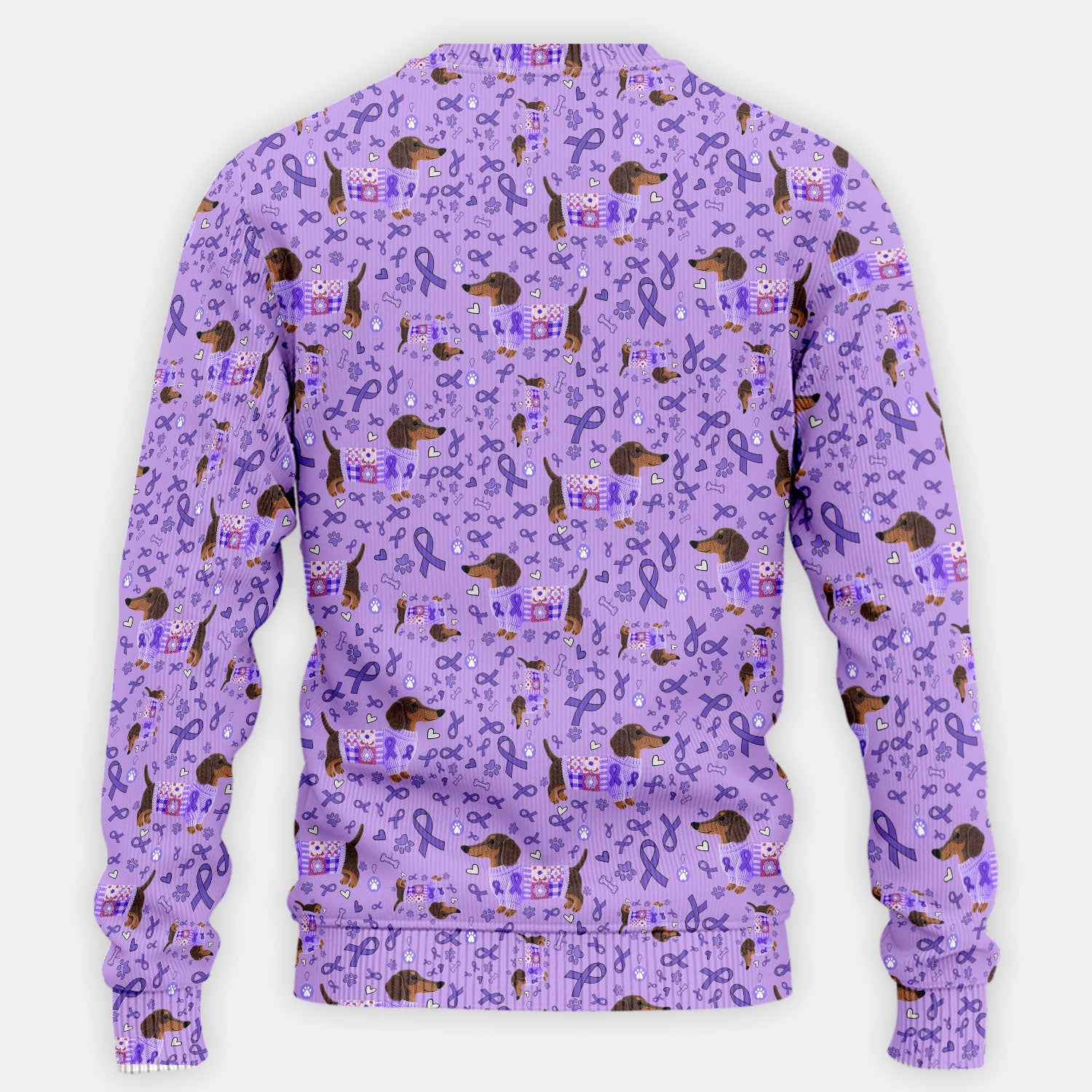 Wiener Dog Purple Ribbon Cancer Awareness Scrub Sets - Dachshund Nursing Uniform - Comfortable Scrubs for Nurses