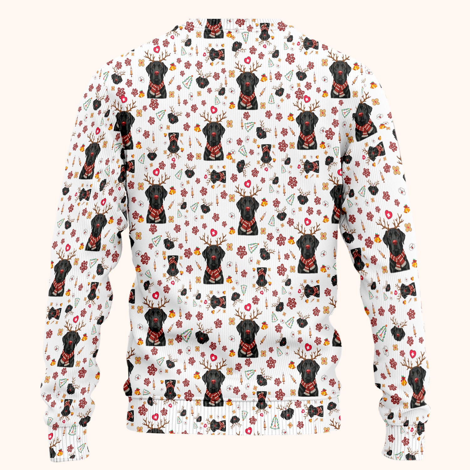 Funny Black Lab Reindeer Scrub Set - Christmas Dog Nurse Pants and V Neck Top - Cute Holiday Medical Uniform