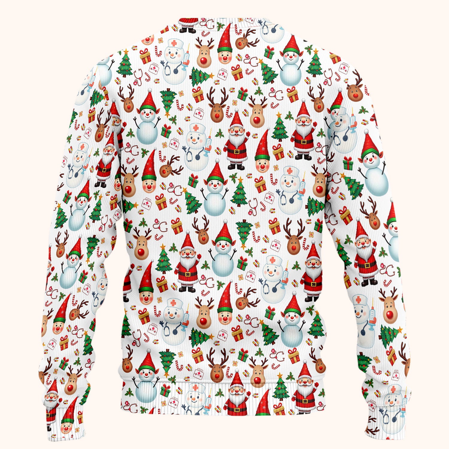 Christmas Scrub Set for Nurses - Cute Snowman Reindeer Santa Pattern - Holiday Medical Uniform RN CNA LPN Gift