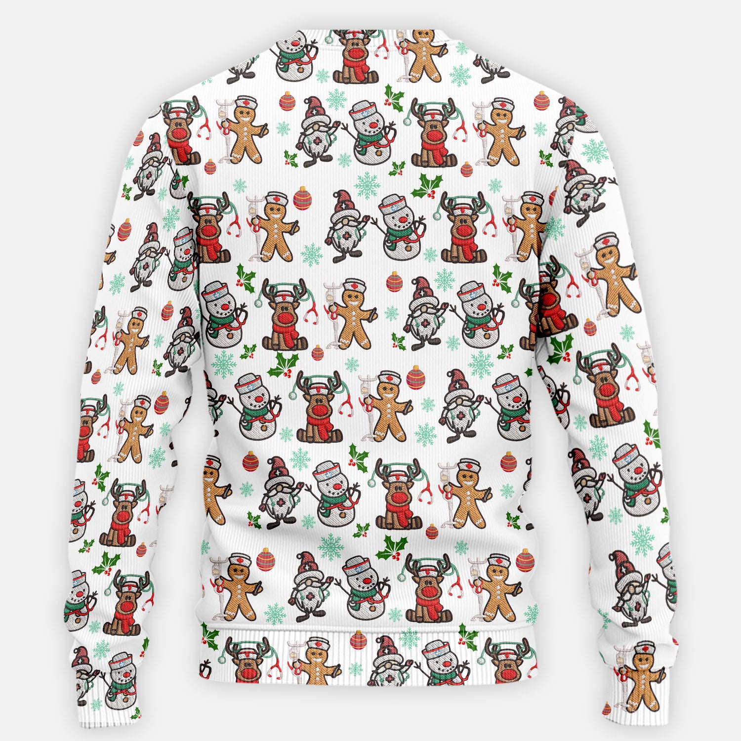Christmas Gingerbread Scrubs Set for Women - Comfortable Scrubs for Nurses - Reindeer Santa Pants and V Neck Top