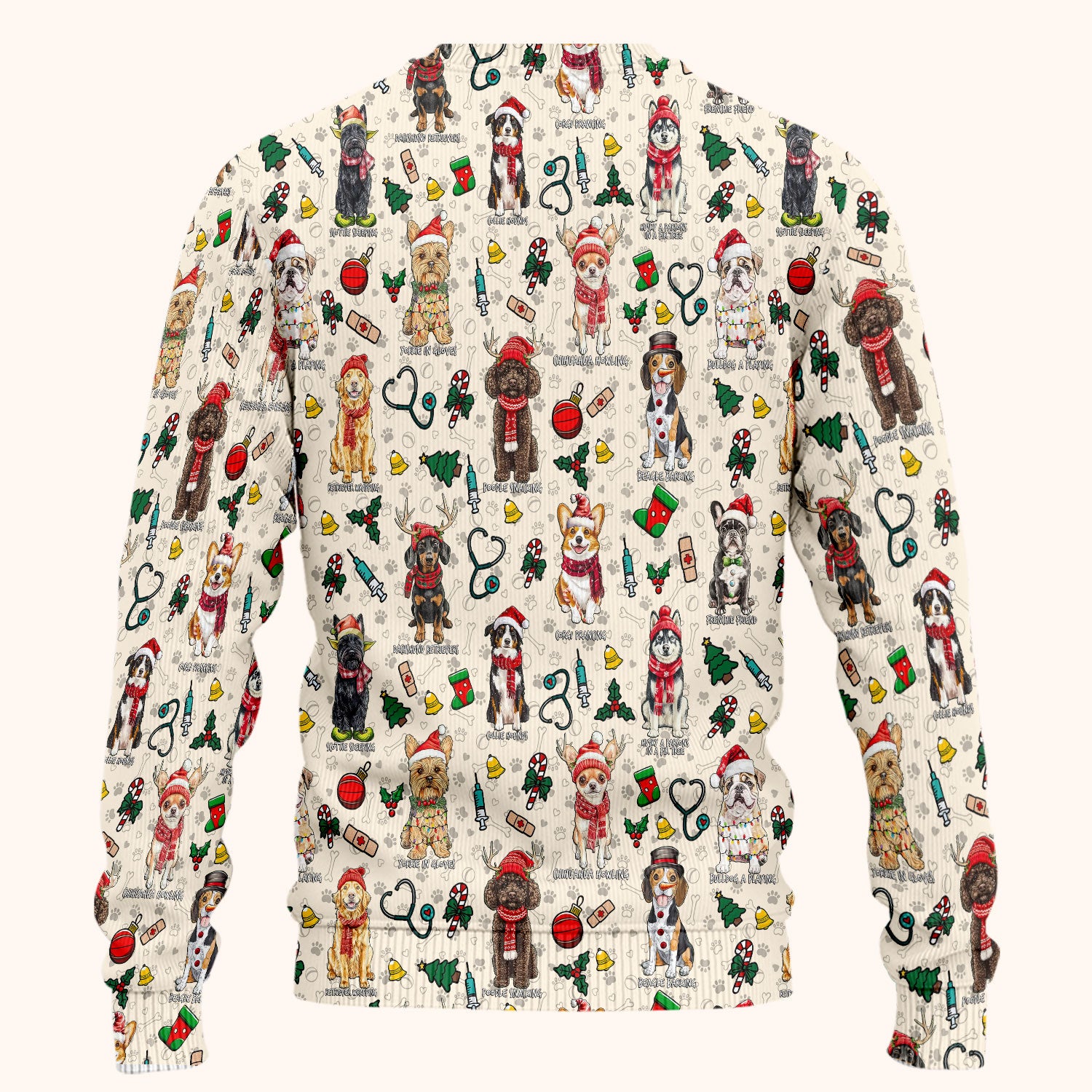 Christmas Dog Scrub Set for Nurses - Dachshund, Husky, Poodle, Corgi & Labrador Holiday Scrub Top and Pants - Funny Santa Medical Shirt