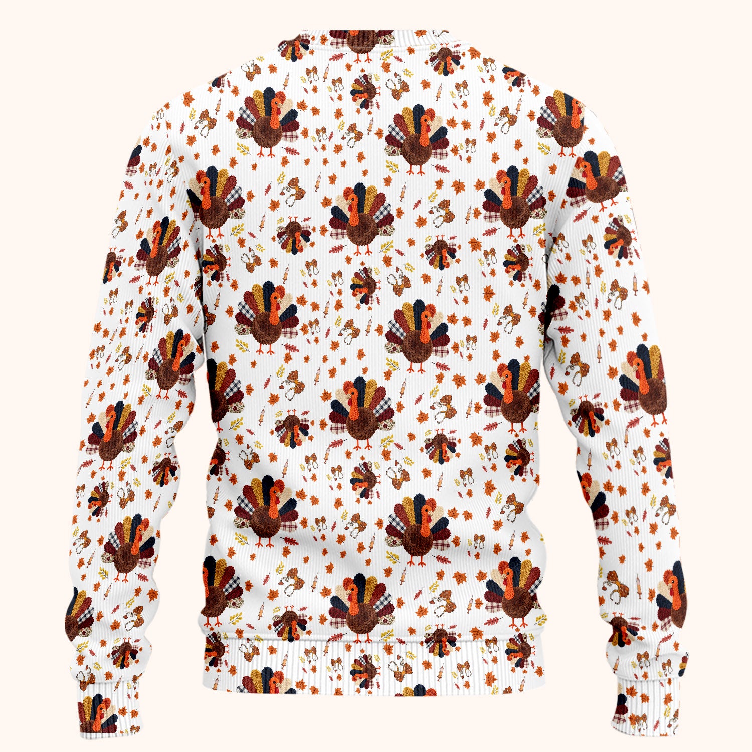 Thanksgiving Women's Scrub Sets - Funny Autumn Turkey Pants and V Neck Top - Breathable Fabrics Nursing Uniform
