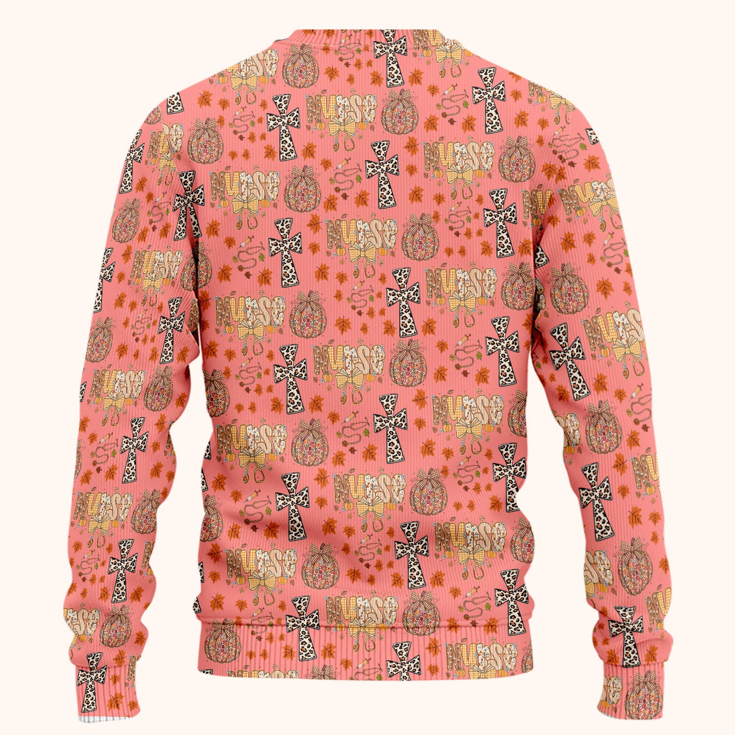 I Will Praise Him In Every Season - Boho Pumpkin Leopard Cross Fall Scrub Sets for Nurse - Thanksgiving Med Uniform for Women