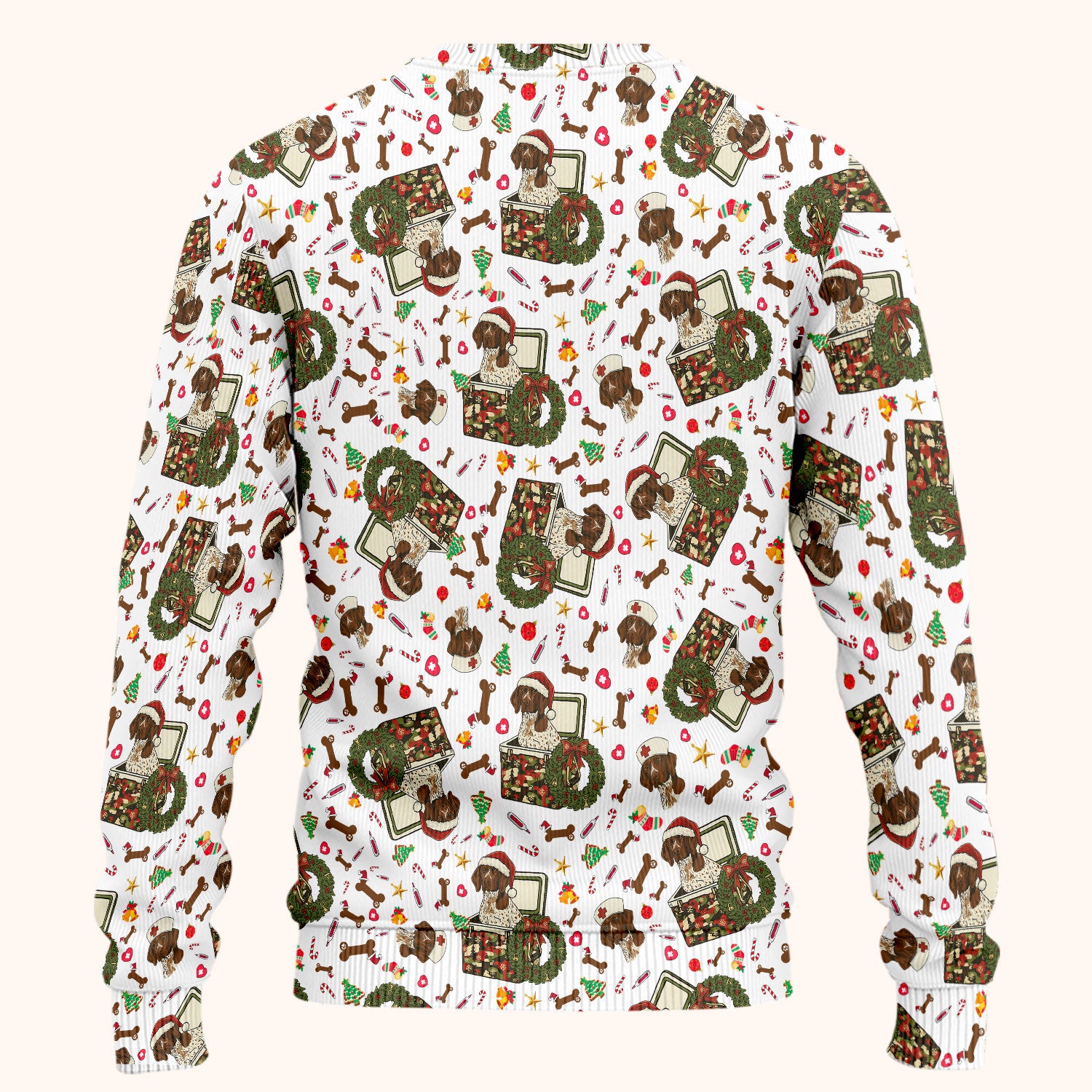 Christmas Dachshund Scrub Set - Cute Sausage Dog Nursing Pants and V Neck Top - Funny Holiday Medical Uniform