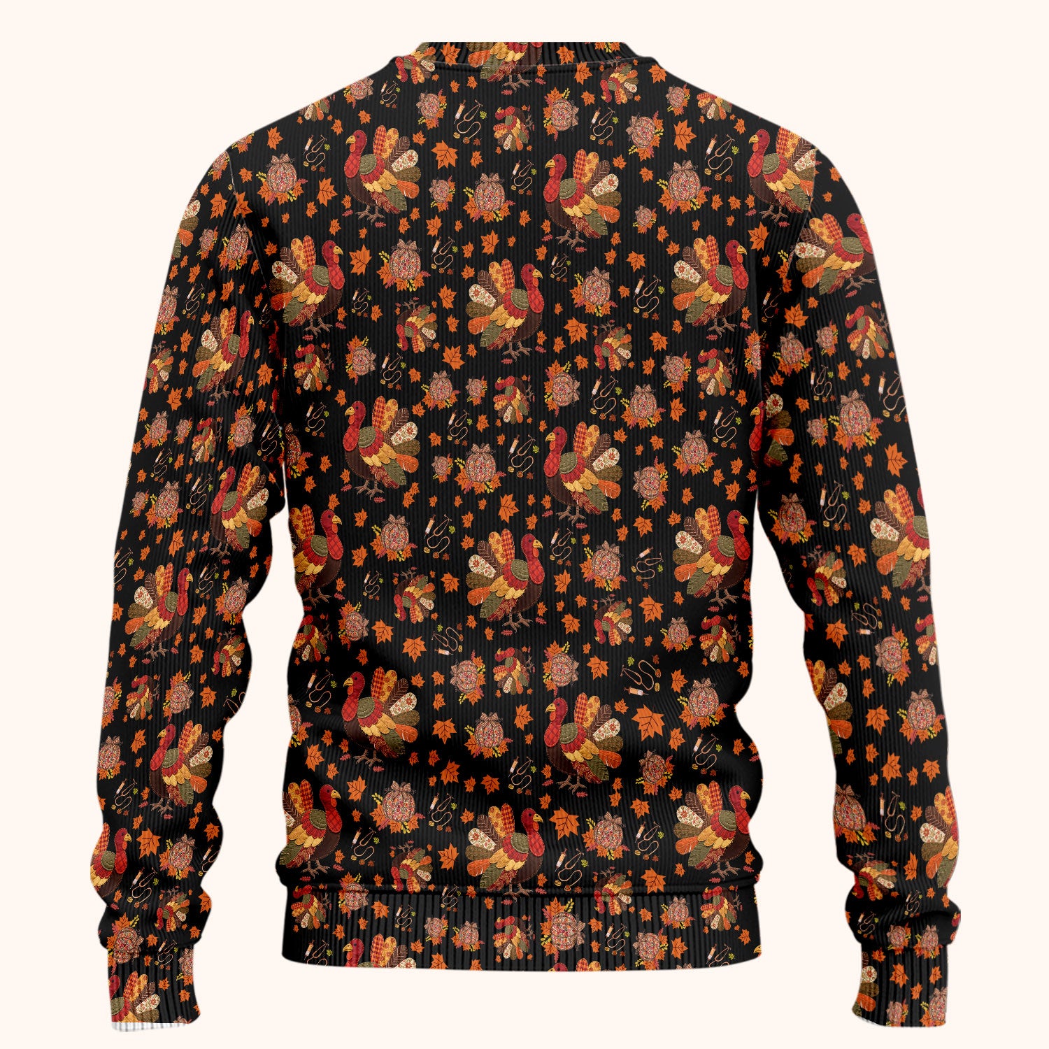 Thanksgiving Turkey Nurse Scrub Sets for Women - Fall Leaves Scrub Pants and V Neck Top - Autumn Nursing Uniform
