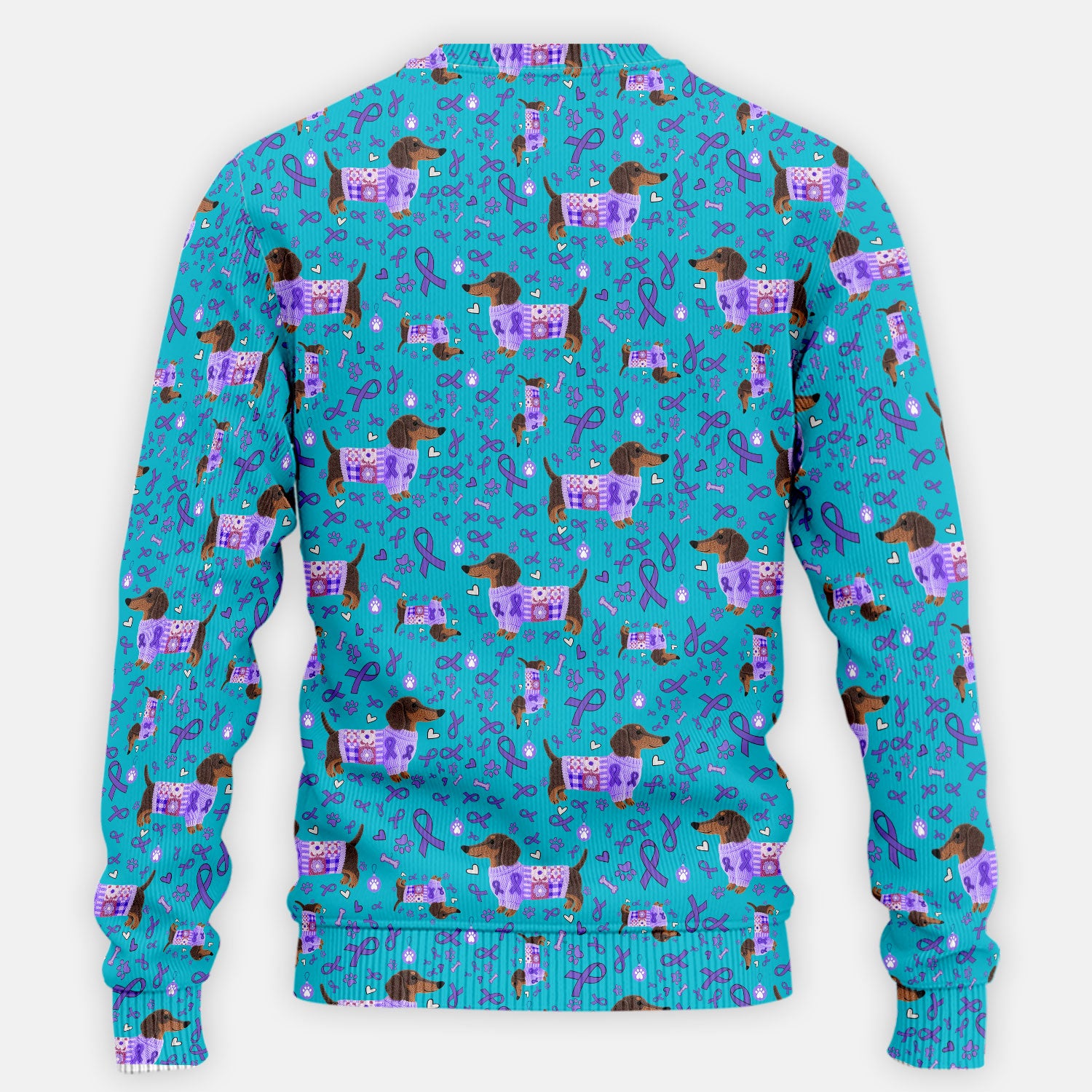 Wiener Dog Purple Ribbon Cancer Awareness Scrub Sets - Dachshund Nursing Uniform - Comfortable Scrubs for Nurses