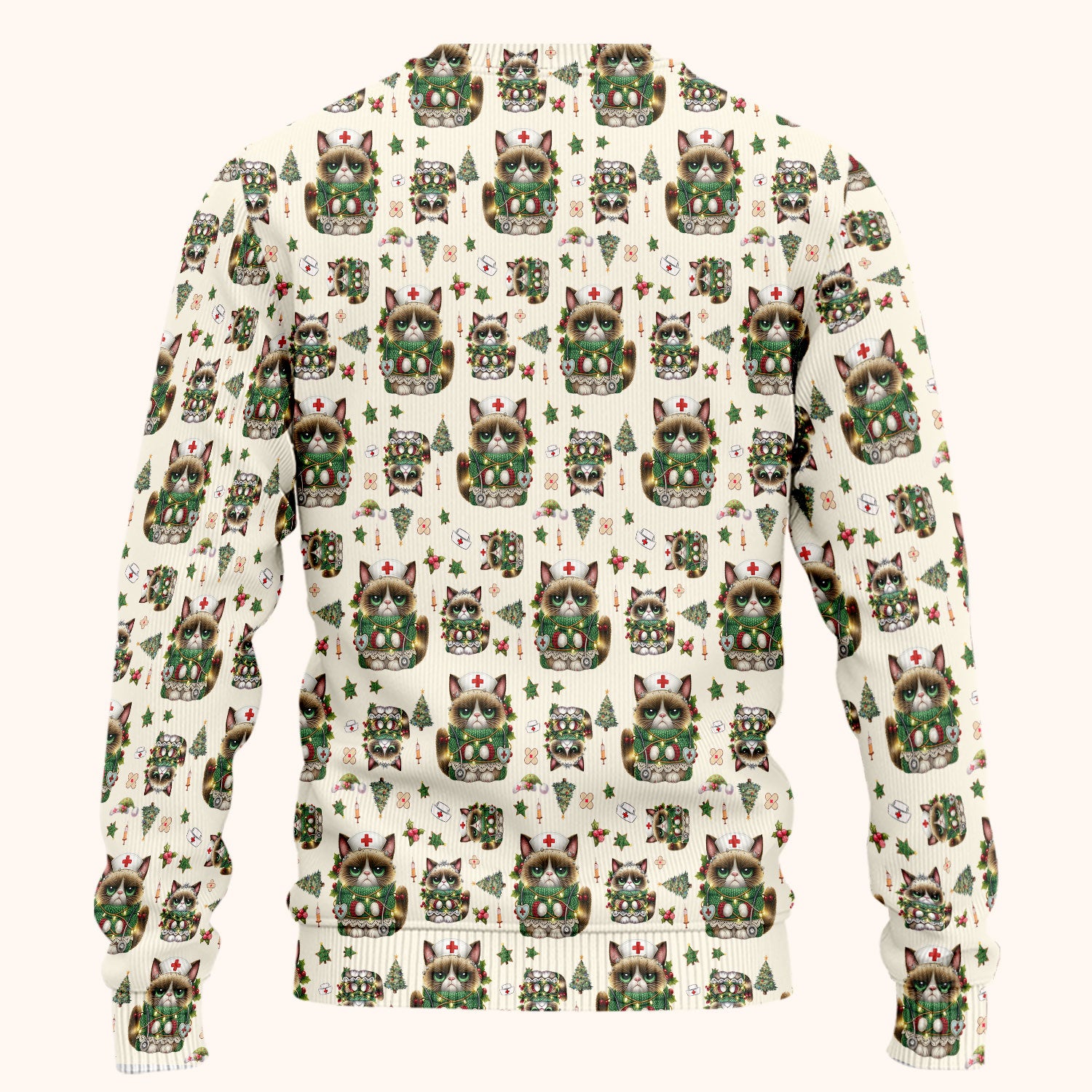 Christmas Nurse Scrub Set - Funny Cat Nursing Scrubs Pants and V Neck Top - Cute Holiday Medical Uniform for Women RN LPN CNA