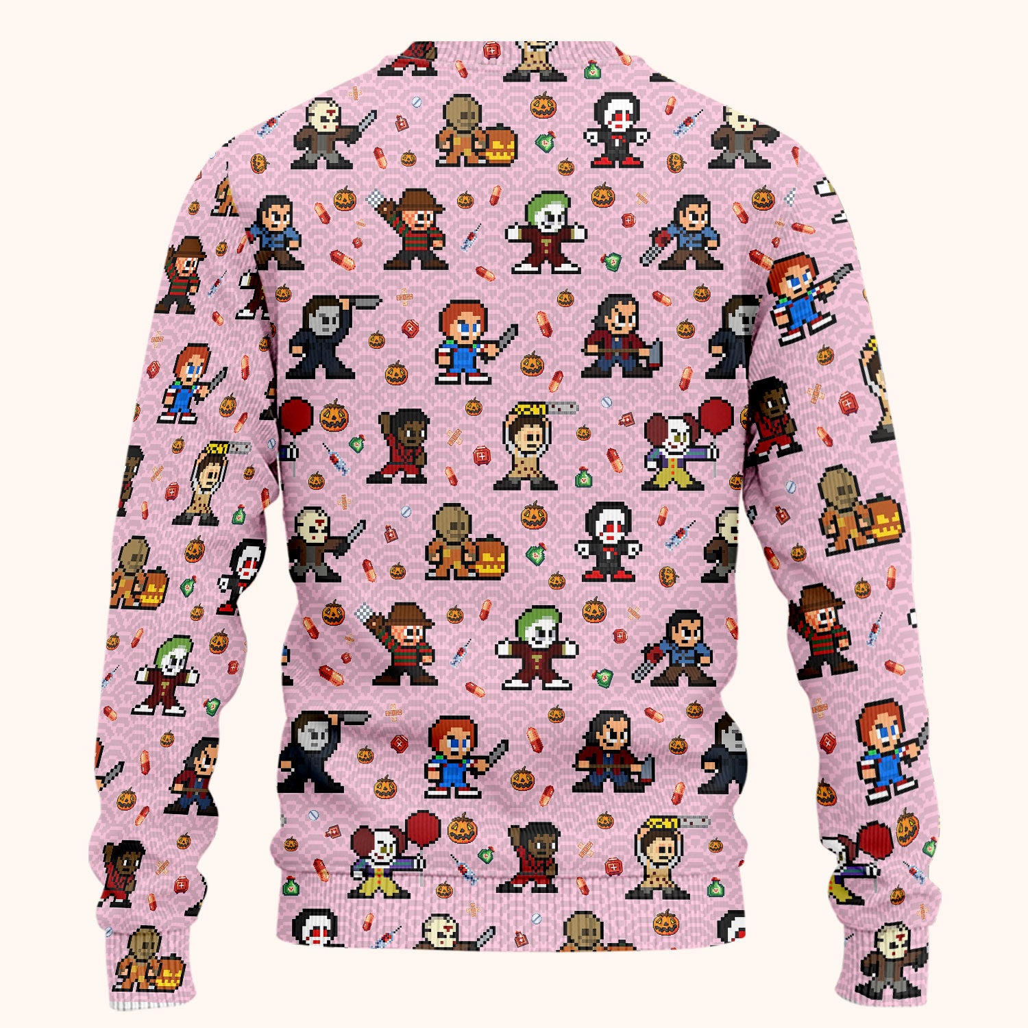 Halloween Women's Scrub Sets - Comfortable Scrubs for Nurses - Scary Character Scrub Pants and V Neck Top - Med Uniform for Her