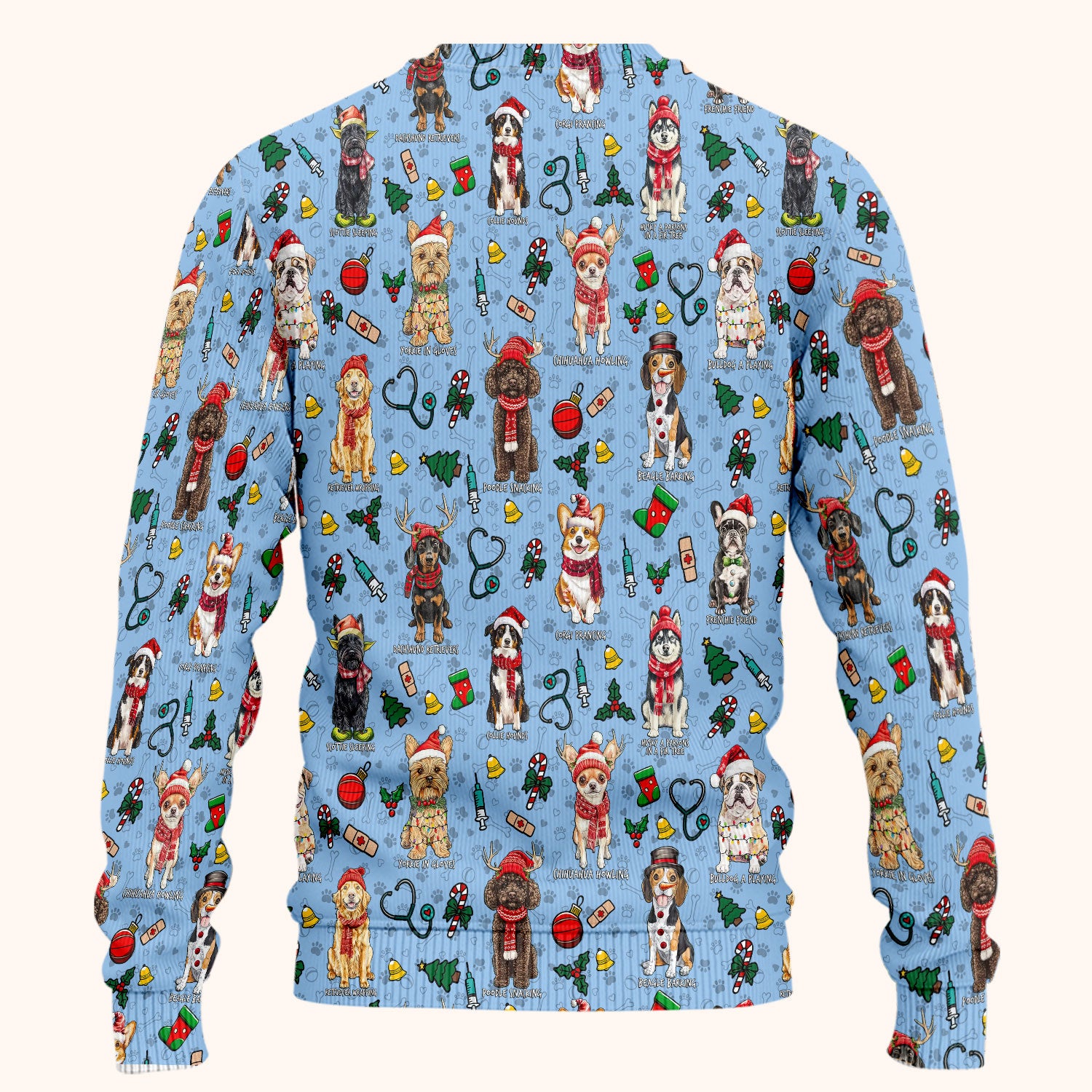 Christmas Dog Scrub Set for Nurses - Dachshund, Husky, Poodle, Corgi & Labrador Holiday Scrub Top and Pants - Funny Santa Medical Shirt