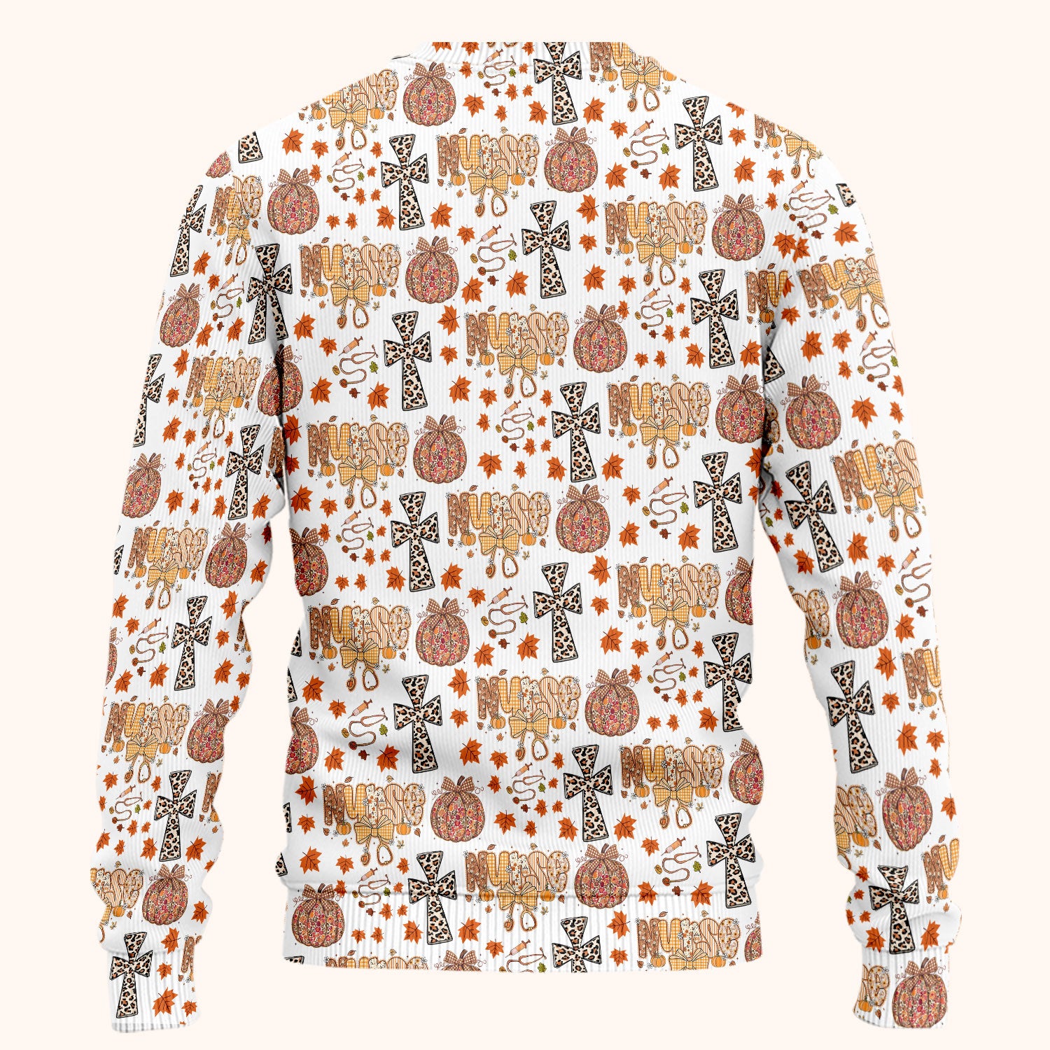 Floral Pumpkin Scrub Set for Women - Coquette Bow Thanksgiving Scrubs Pants and V Neck Top - Comfortable Medical Uniform