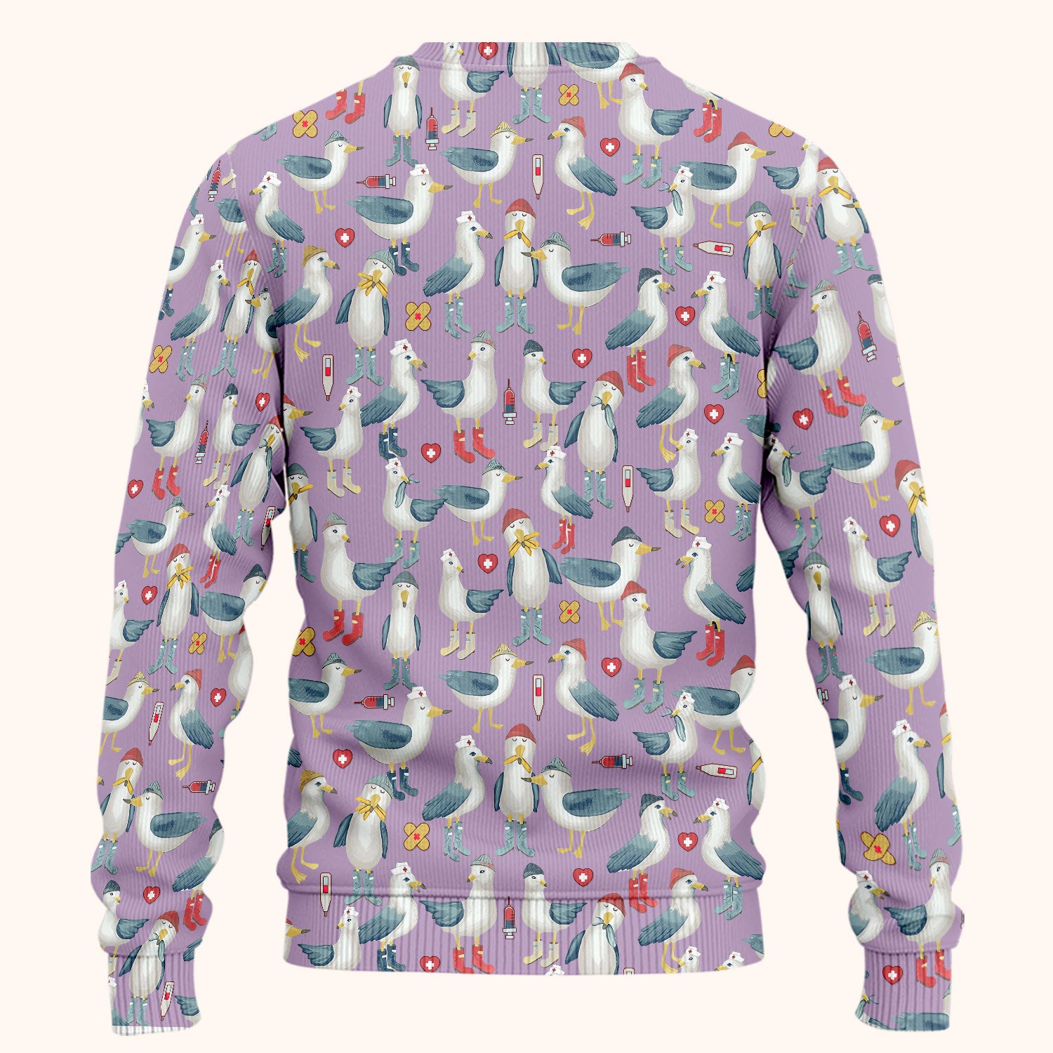 Seagull Scrub Set for Nurses - Adorable Birds Medical Uniform - Funny Scrubs Pants and V Neck Top for RN CNA LPN