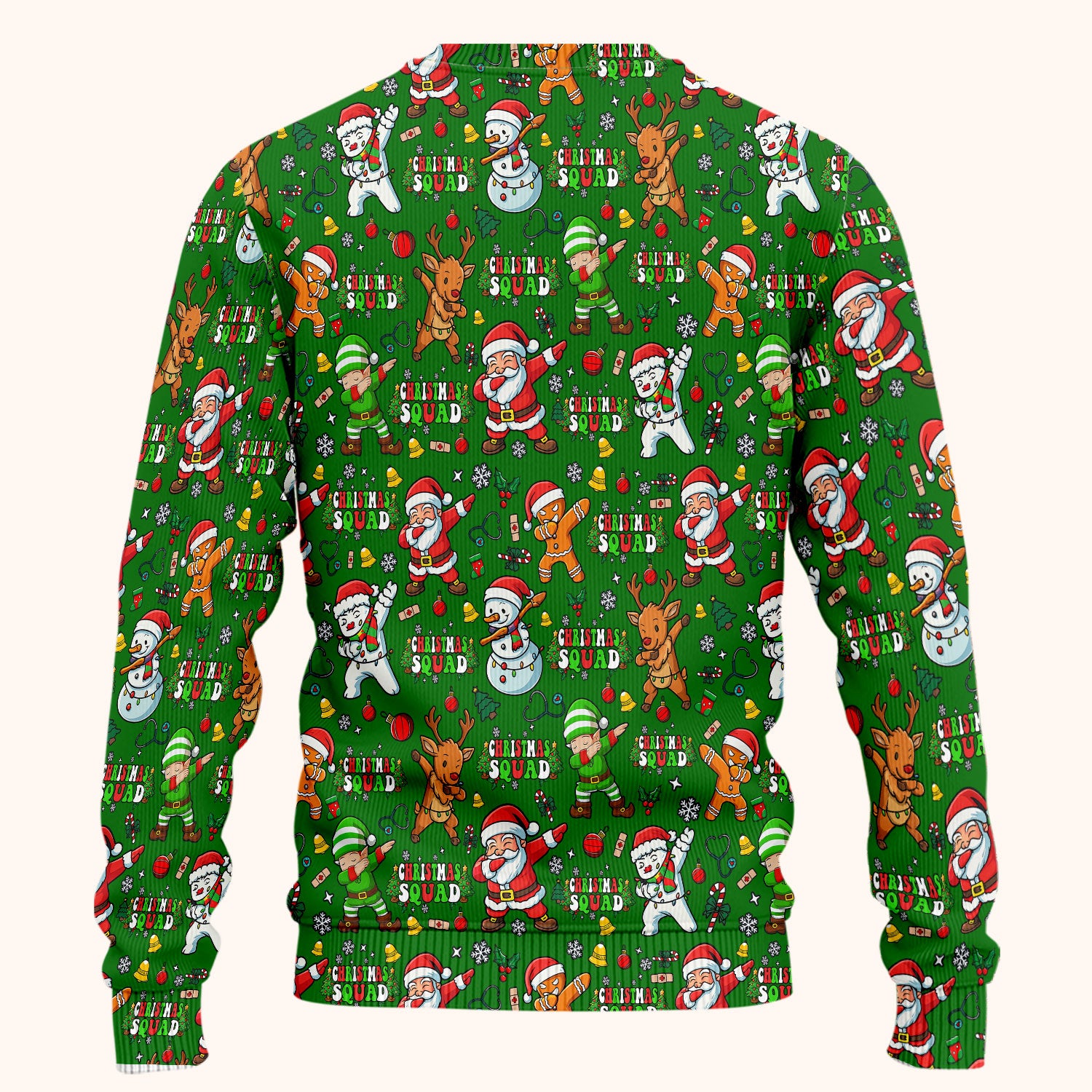Christmas Squad Scrub Set - Dancing Santa, Reindeer & Elf Pants and V Neck Top - Funny Holiday Gift for Nurses, Doctors & Vet Techs