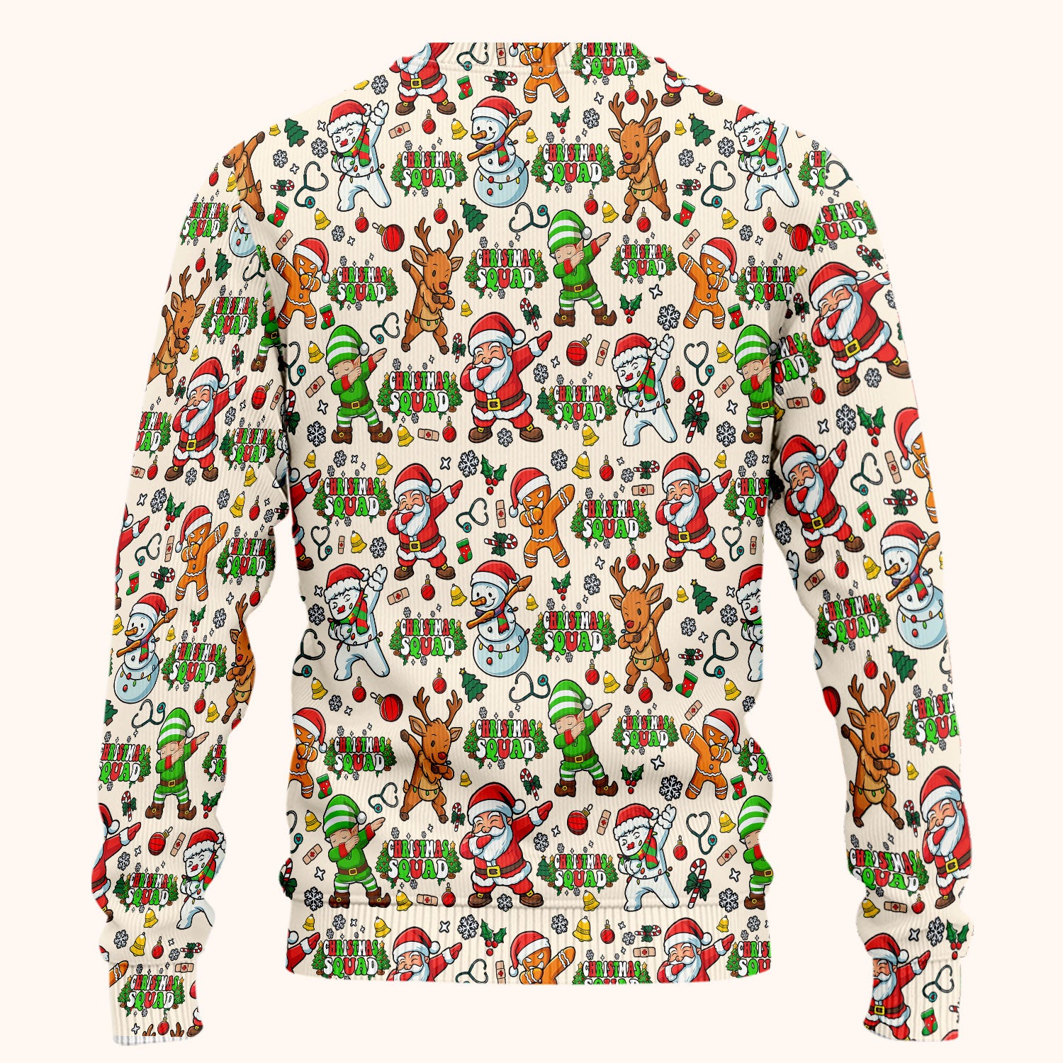 Christmas Squad Scrub Set - Funny Santa & Reindeer Pants and V Neck Top - Cute Holiday Medical Uniform for Nurses, Doctors & Vet Techs