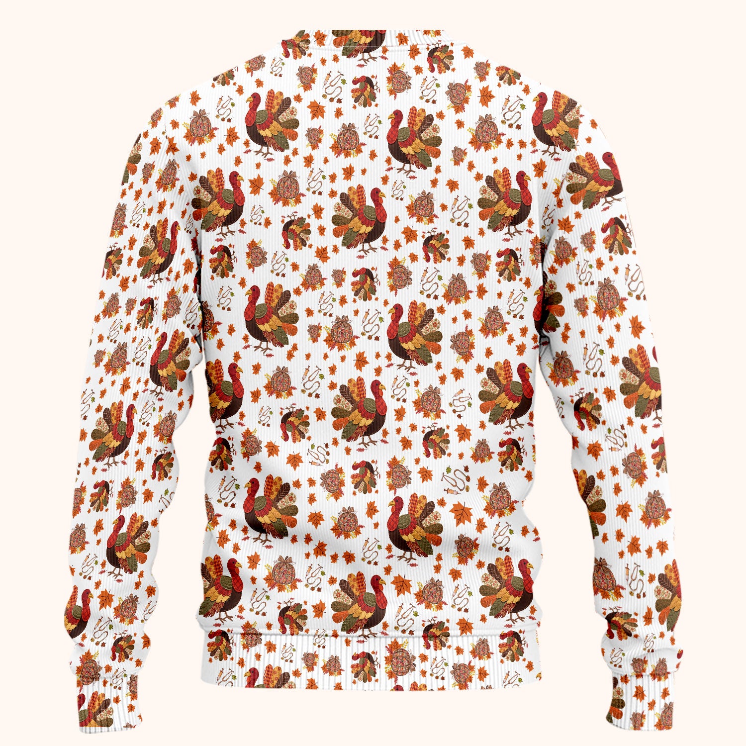 Thanksgiving Turkey Nurse Scrub Sets for Women - Fall Leaves Scrub Pants and V Neck Top - Autumn Nursing Uniform