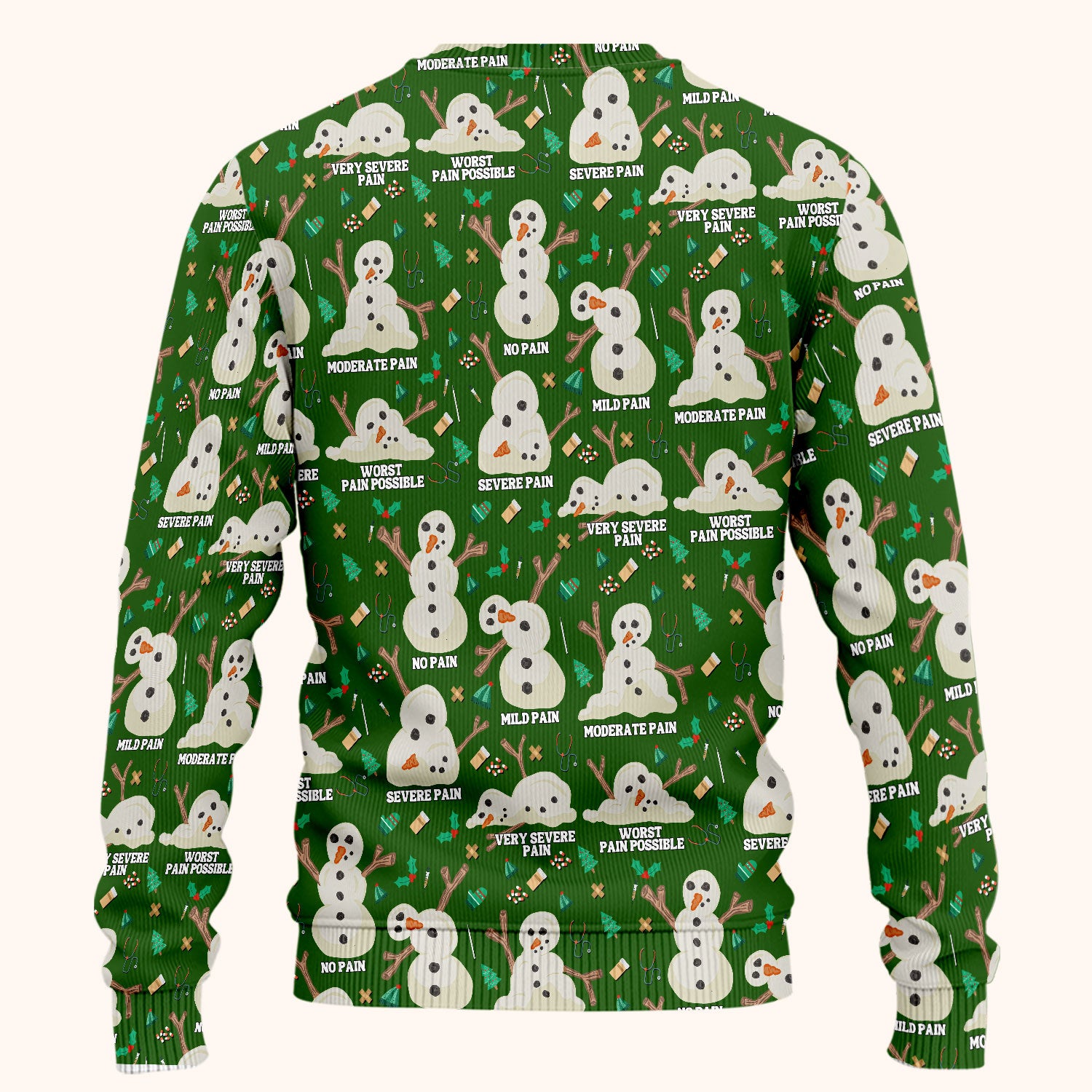 Funny Snowman Pain Scale Scrub Set for Nurse - Christmas Medical Pants and V Neck Top for Women RN LPN CNA