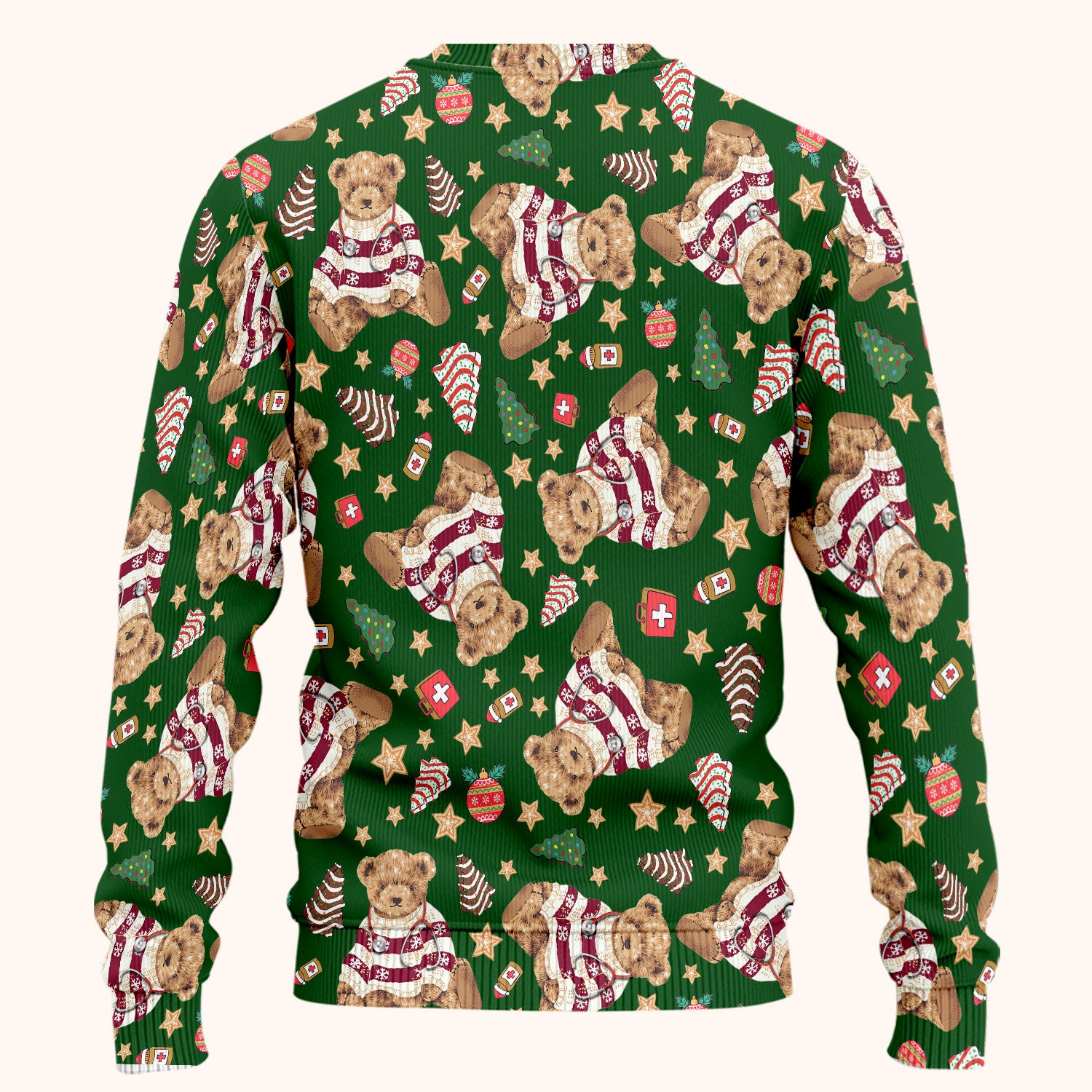 Teddy Bear Christmas Scrub Set - Festive Scrubs Pants and V Neck Top for Women - Gift for Nurses RN CNA LPN