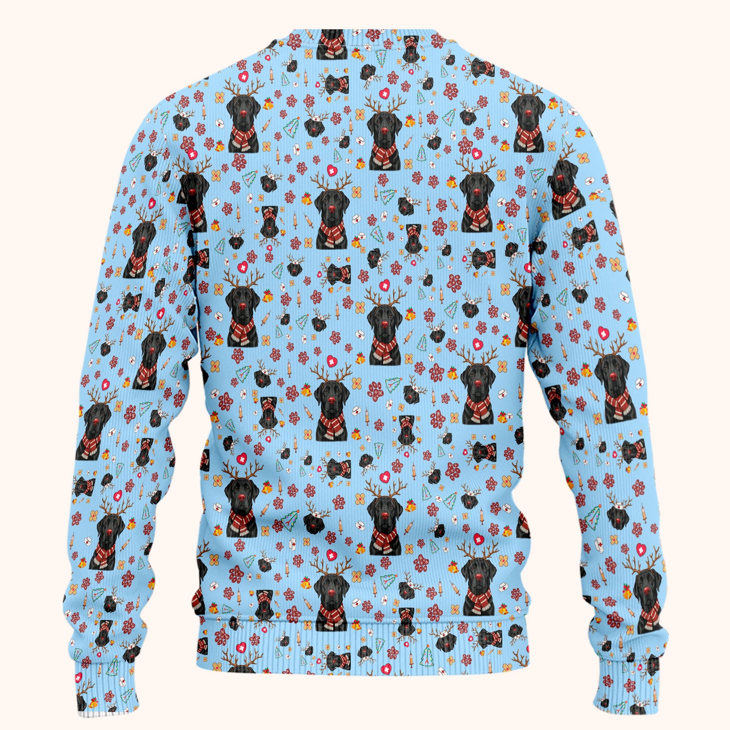 Black Lab Christmas Scrub Set - Funny Labrador Nursing Pants and V Neck Top - Cute Holiday Medical Uniform