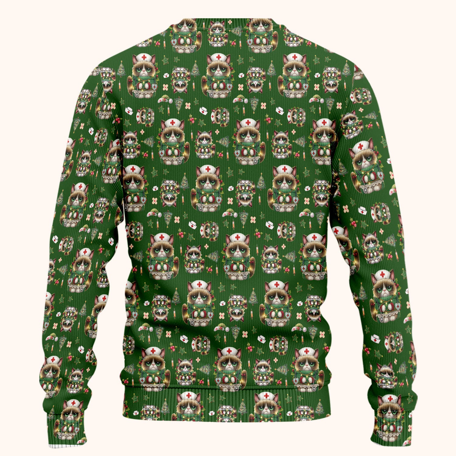 Christmas Nurse Scrub Set - Funny Cat Nursing Scrubs Pants and V Neck Top - Cute Holiday Medical Uniform for Women RN LPN CNA