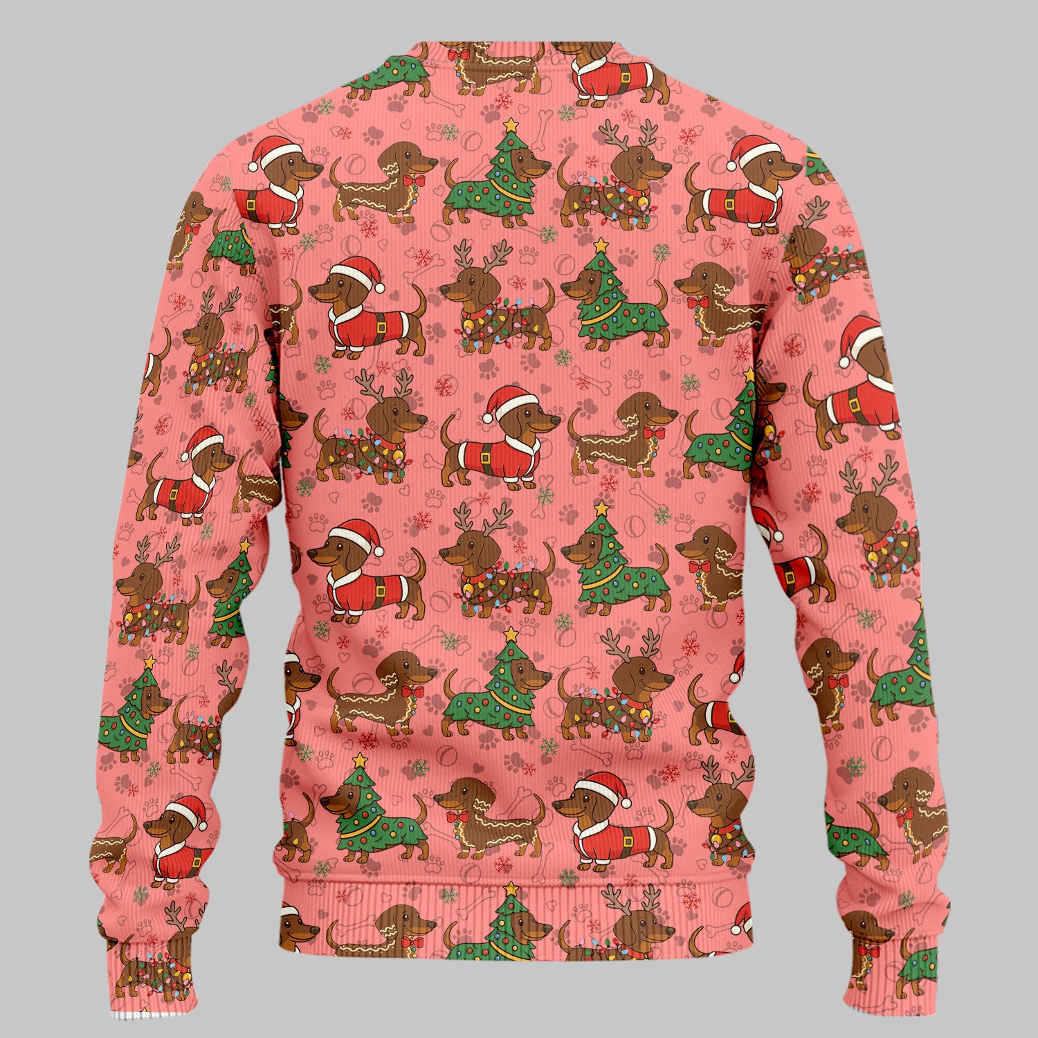 Christmas Weenie Dog Scrub Sets - Xmas Dachshund Scrub Pants - Cute Sausage Puppy V Neck Top - Ugly Sweater for Pet Lover