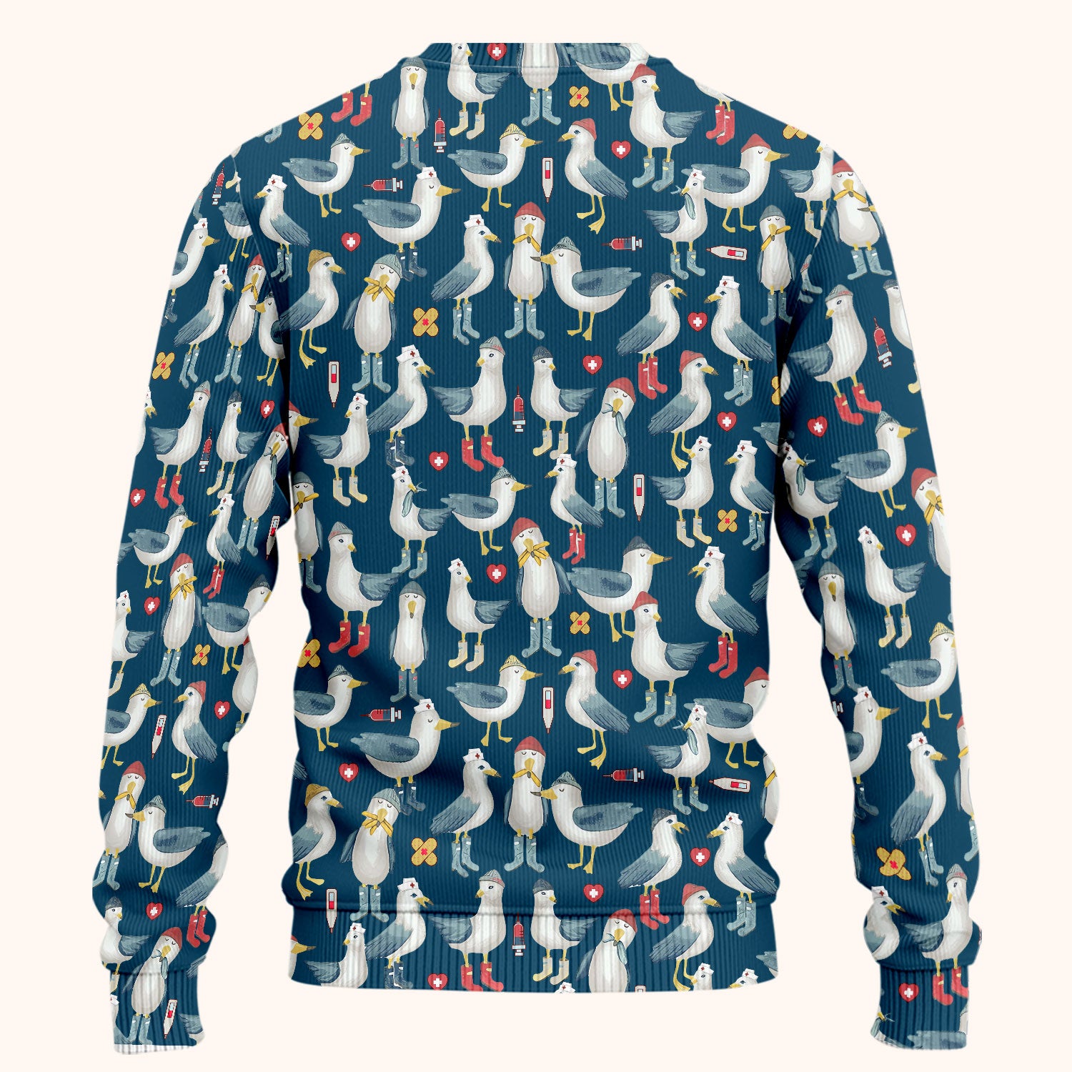 Seagull Scrub Set for Nurses - Adorable Birds Medical Uniform - Funny Scrubs Pants and V Neck Top for RN CNA LPN