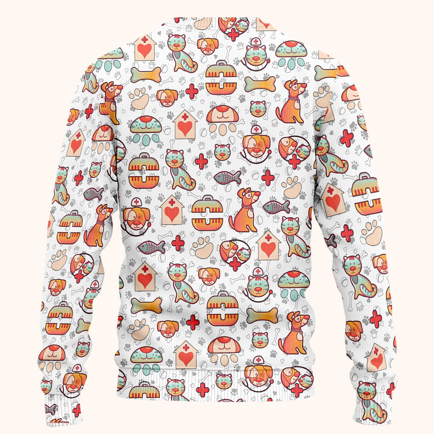 Veterinary Nurse Scrub Set - Cute Cat Dog Paw Scrubs Pants and V Neck Top - Funny Animal Vet Tech Uniform for Women