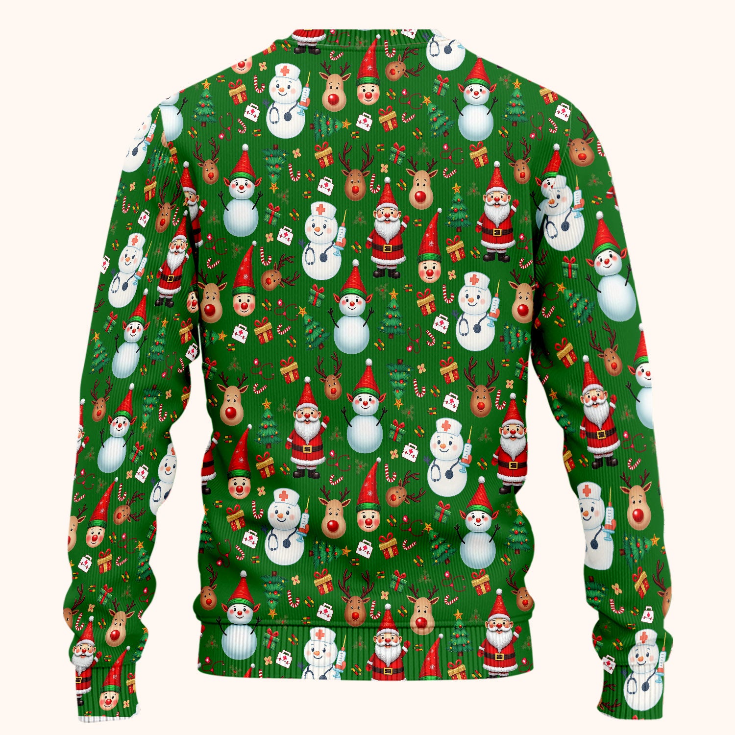 Christmas Nurse Scrub Set - Cute Snowman Santa Reindeer Pattern Medical Uniform - Festive Holiday Scrubs Pants and V Neck Top
