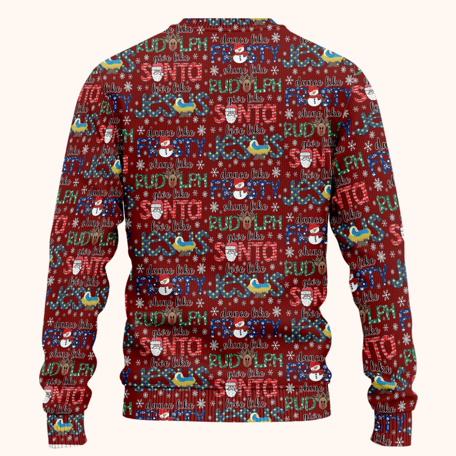 Xmas Rudolph Comfortable Scrub Set for Nurses - God Santa Scrub Pants and V Neck Top - Breathable Med Uniform