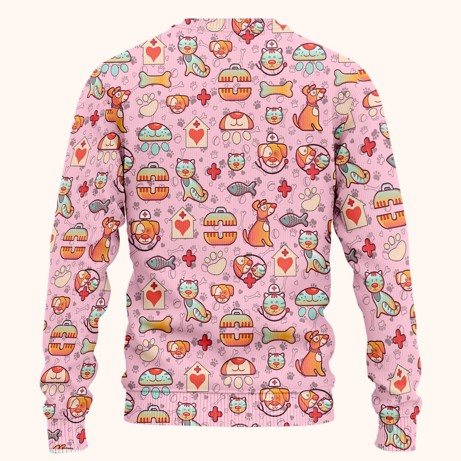 Veterinary Nurse Scrub Set - Cute Cat Dog Paw Scrubs Pants and V Neck Top - Funny Animal Vet Tech Uniform for Women