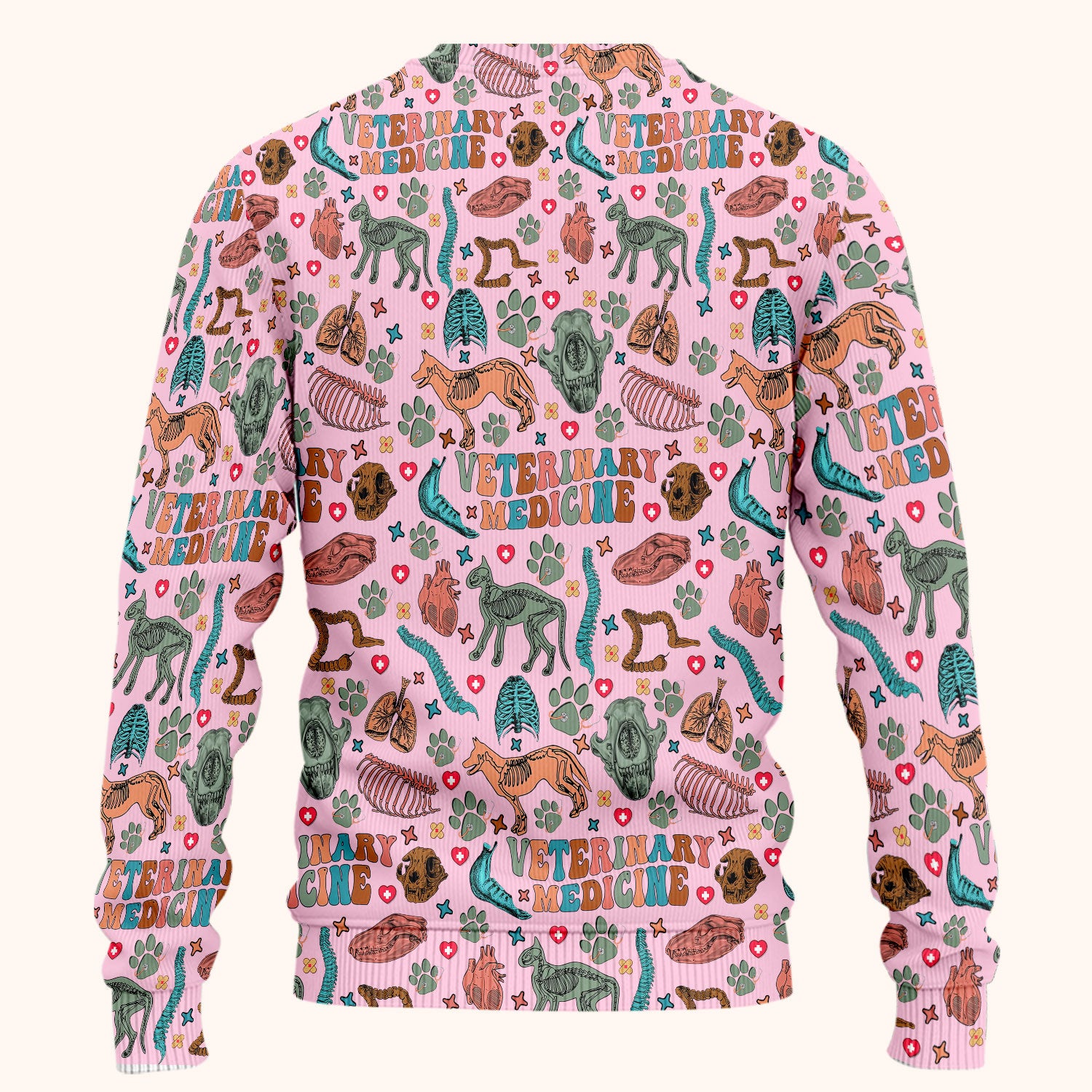 Veterinary Medicine Scrub Set - Cute Animal Anatomy Scrubs Pants and V Neck Top - Fun Vet Tech Nurse Uniform for Women