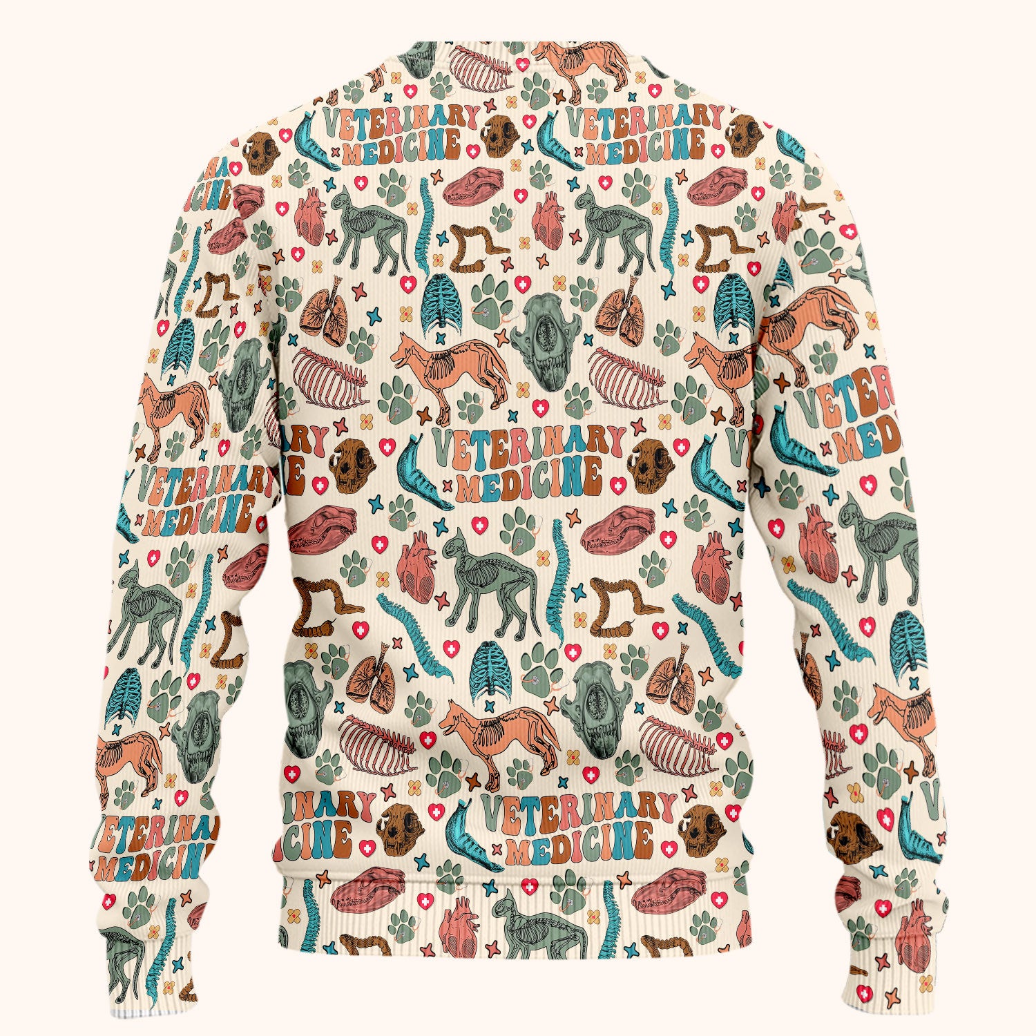 Veterinary Medicine Scrub Set - Cute Animal Anatomy Scrubs Pants and V Neck Top - Fun Vet Tech Nurse Uniform for Women