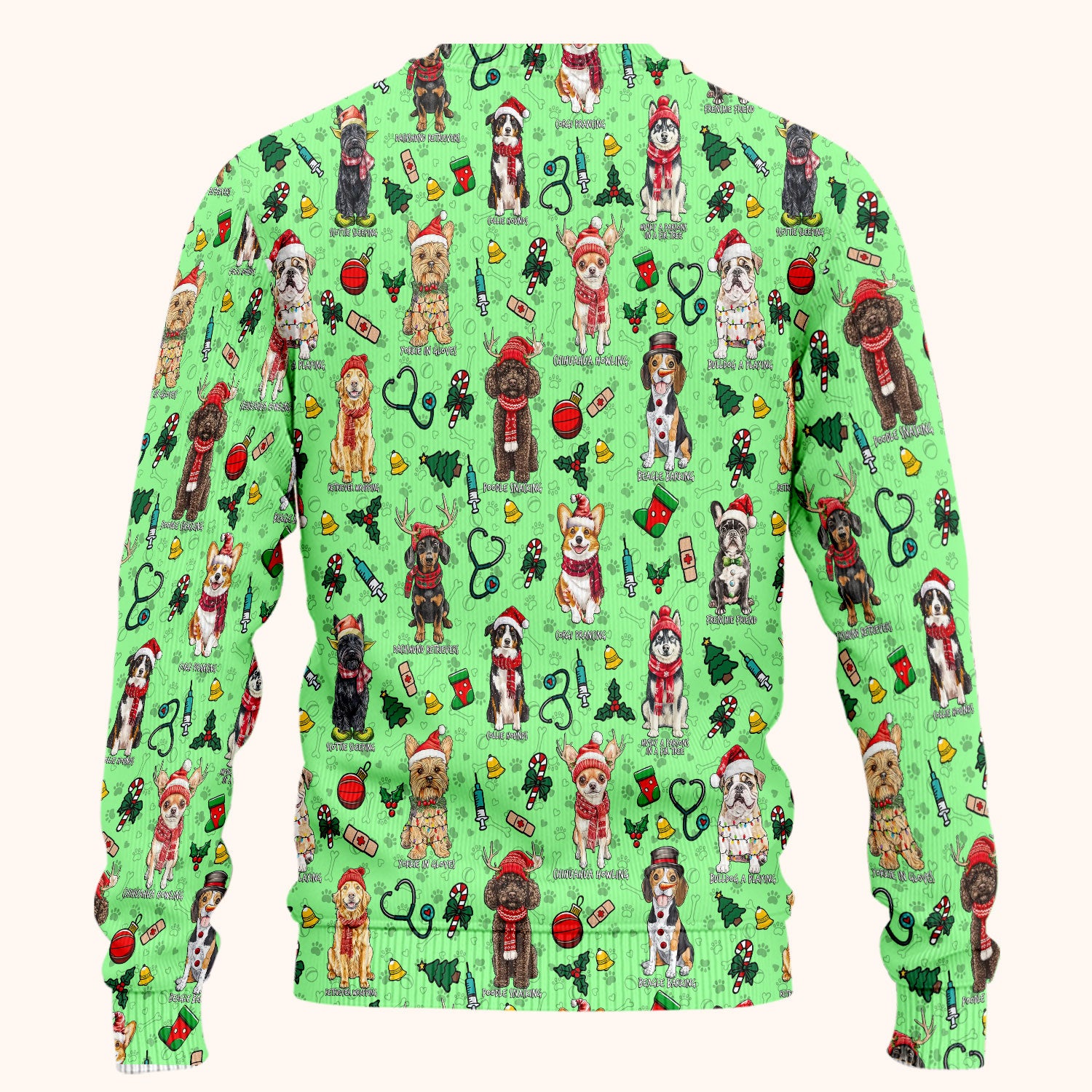 Cute Christmas Dog Scrubs Sets for Nurses - Corgi, Dachshund, Husky, Poodle & Labrador - Funny Holiday Medical Uniform for RN CNA LPN